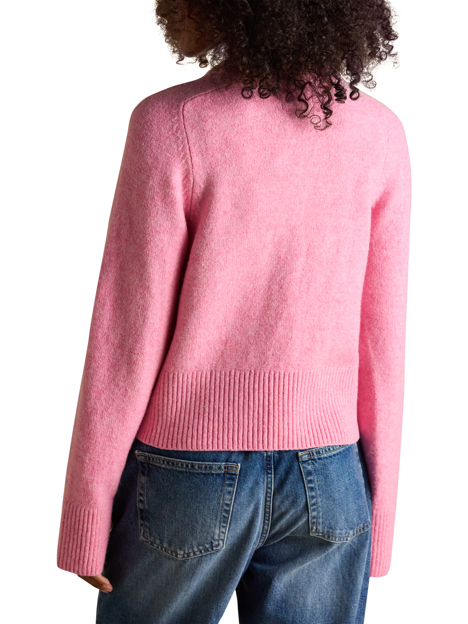 Product image 2 of 9, which shows Joules Round Neck Relaxed Fit Cardigan, Pink, XS