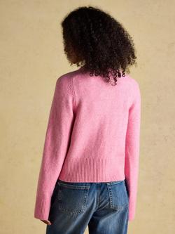 Joules Round Neck Relaxed Fit Cardigan, Pink - view 2, Pink