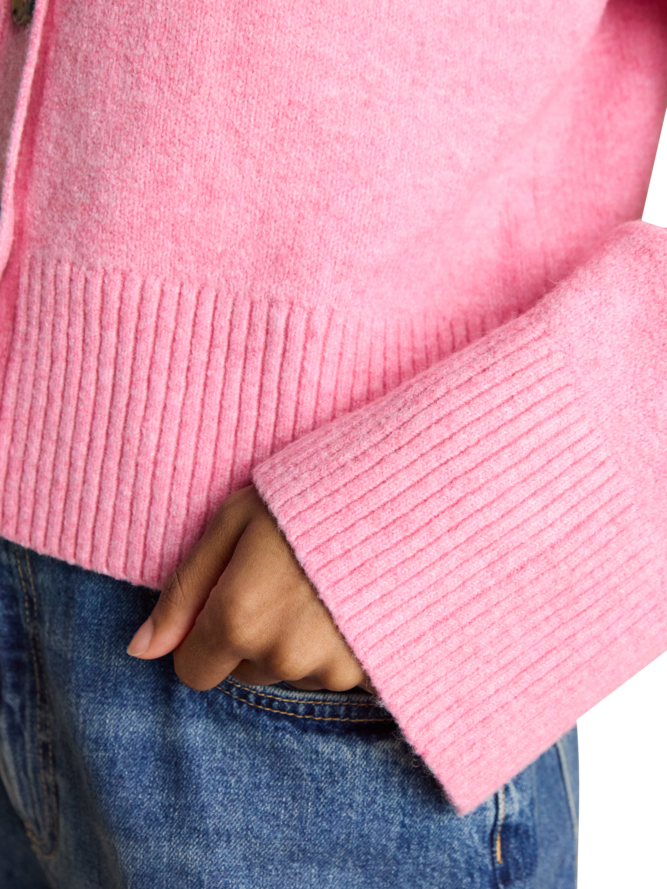 Product image 4 of 9, which shows Joules Round Neck Relaxed Fit Cardigan, Pink, XS