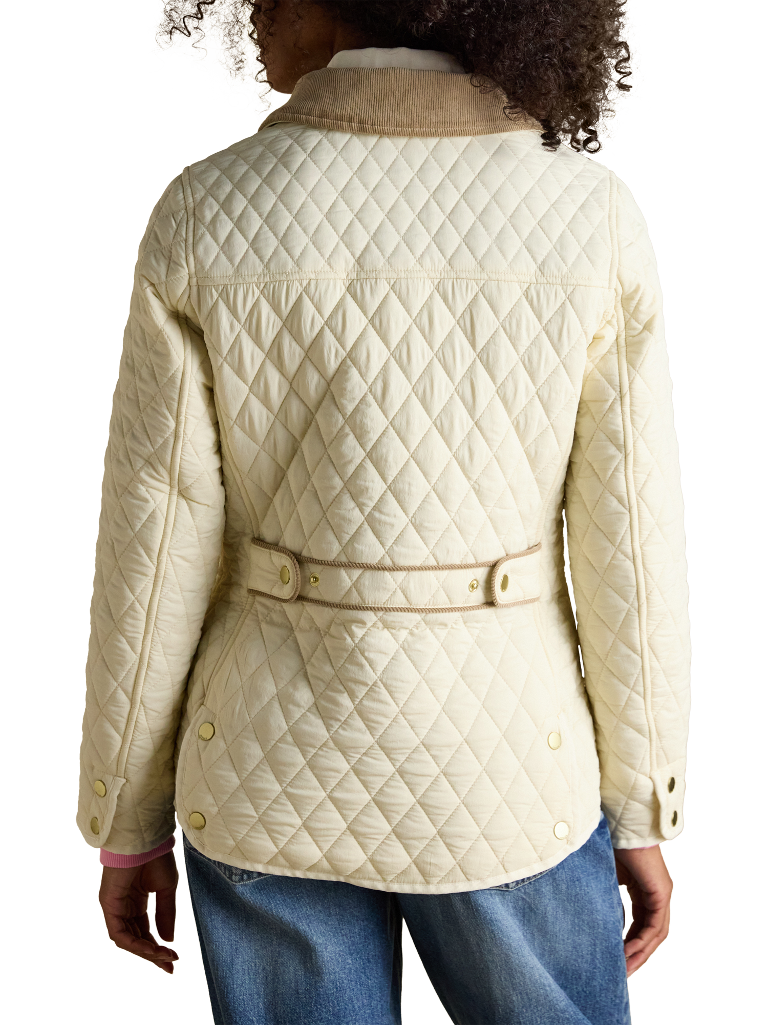 Product image 2 of 10, which shows Joules Highclere Quilted Showerproof Jacket, Neutral, 6