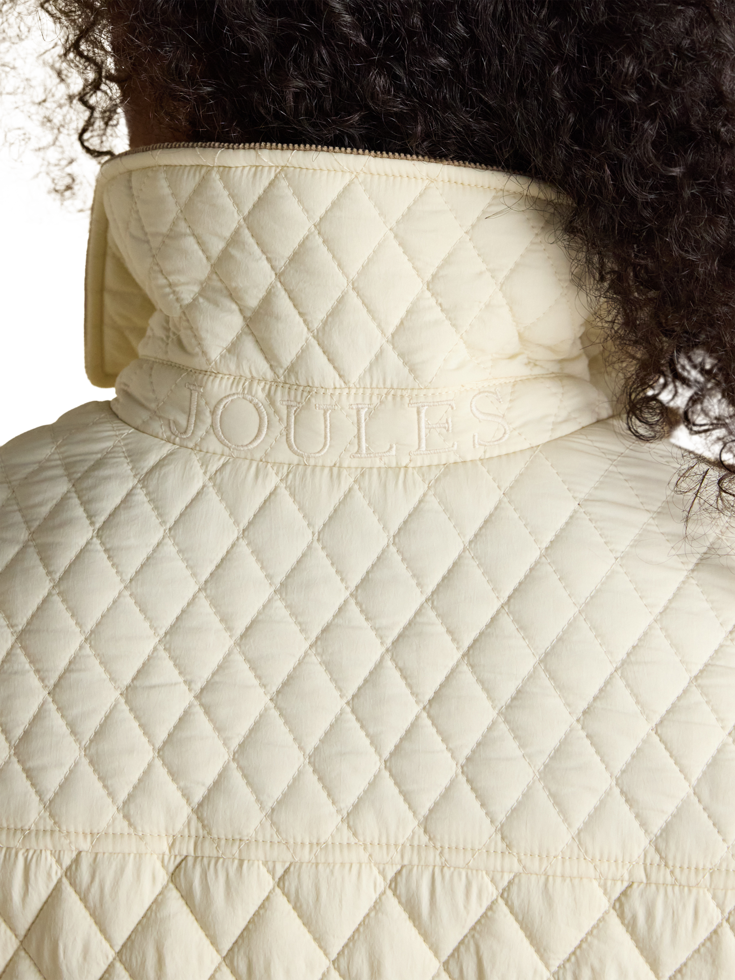 Product image 3 of 10, which shows Joules Highclere Quilted Showerproof Jacket, Neutral, 6