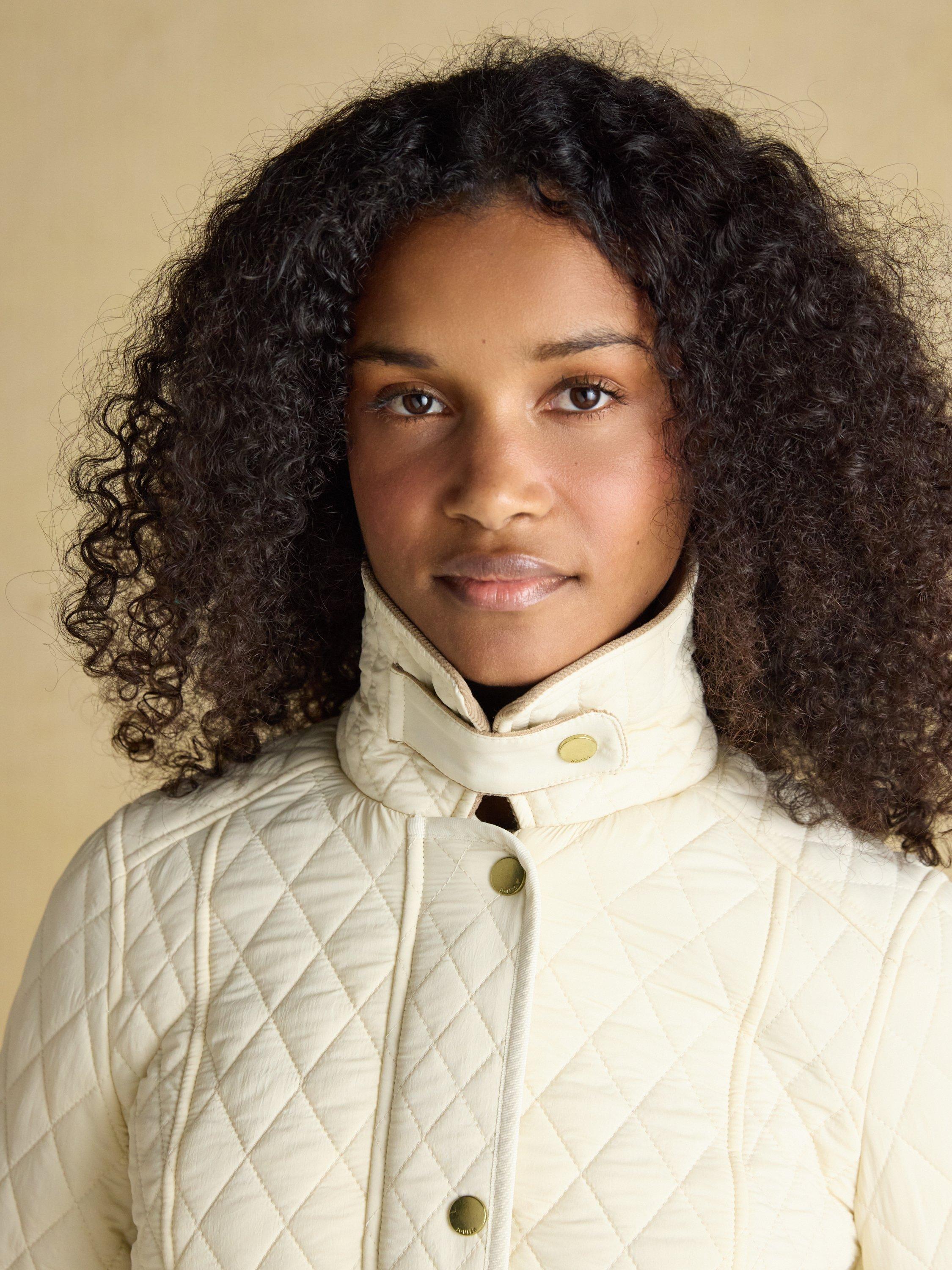 Product image 7 of 10, which shows Joules Highclere Quilted Showerproof Jacket, Neutral, 6