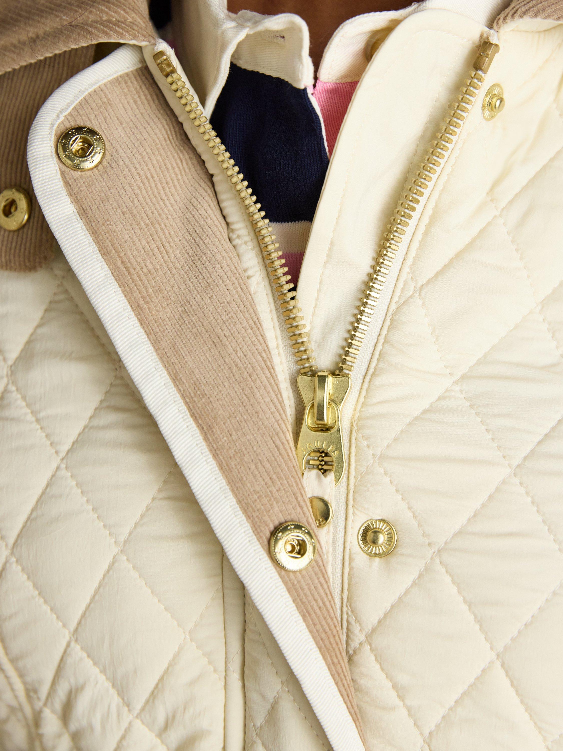 Product image 8 of 10, which shows Joules Highclere Quilted Showerproof Jacket, Neutral, 6
