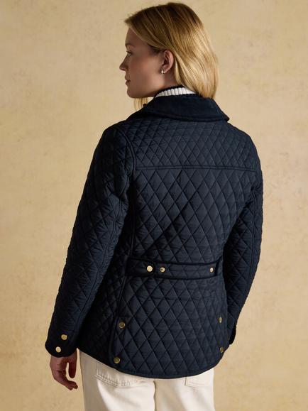 Joules Highclere Quilted Showerproof Jacket, Navy - view 2, Navy