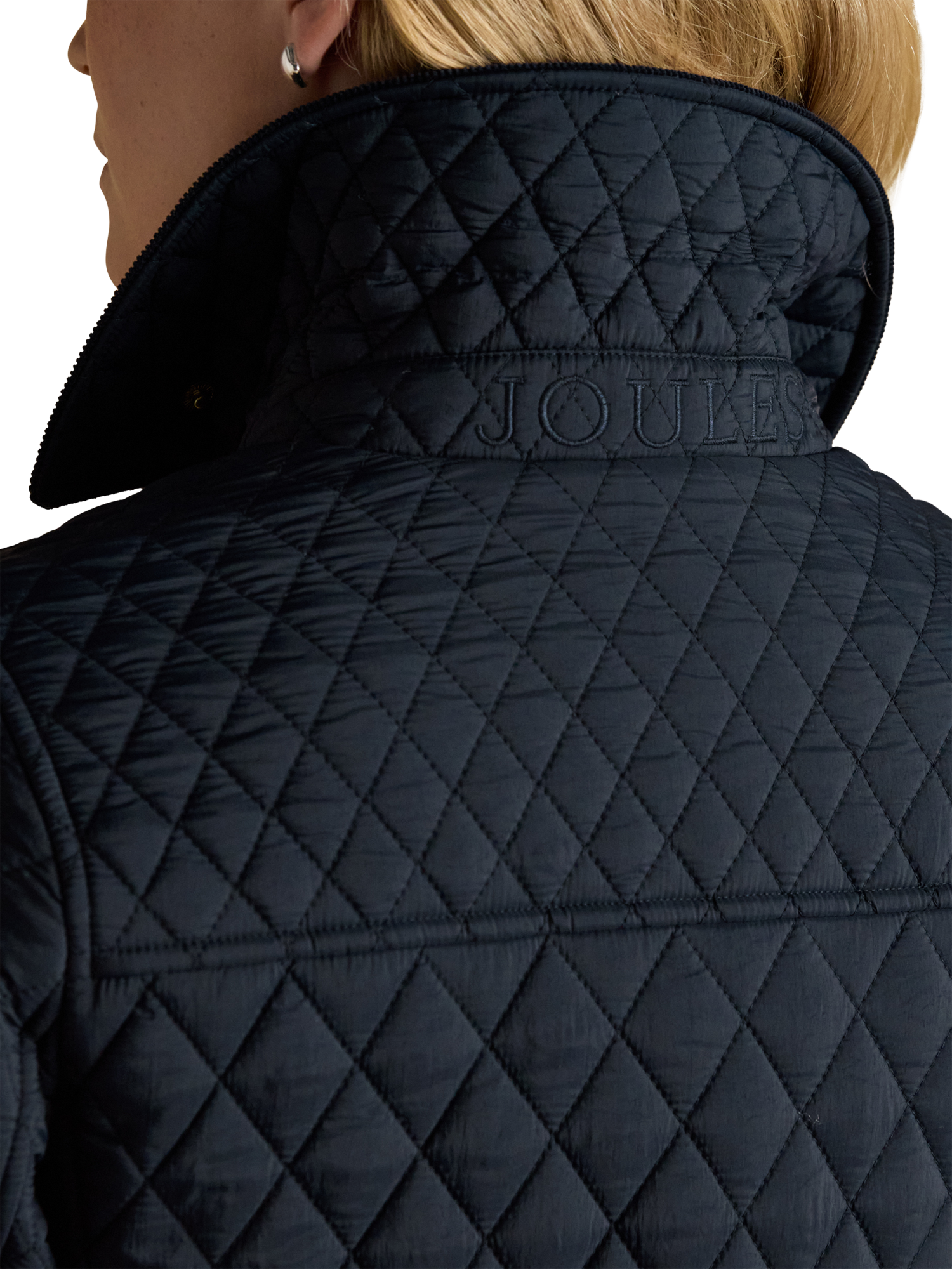 Product image 3 of 9, which shows Joules Highclere Quilted Showerproof Jacket, Navy, 6
