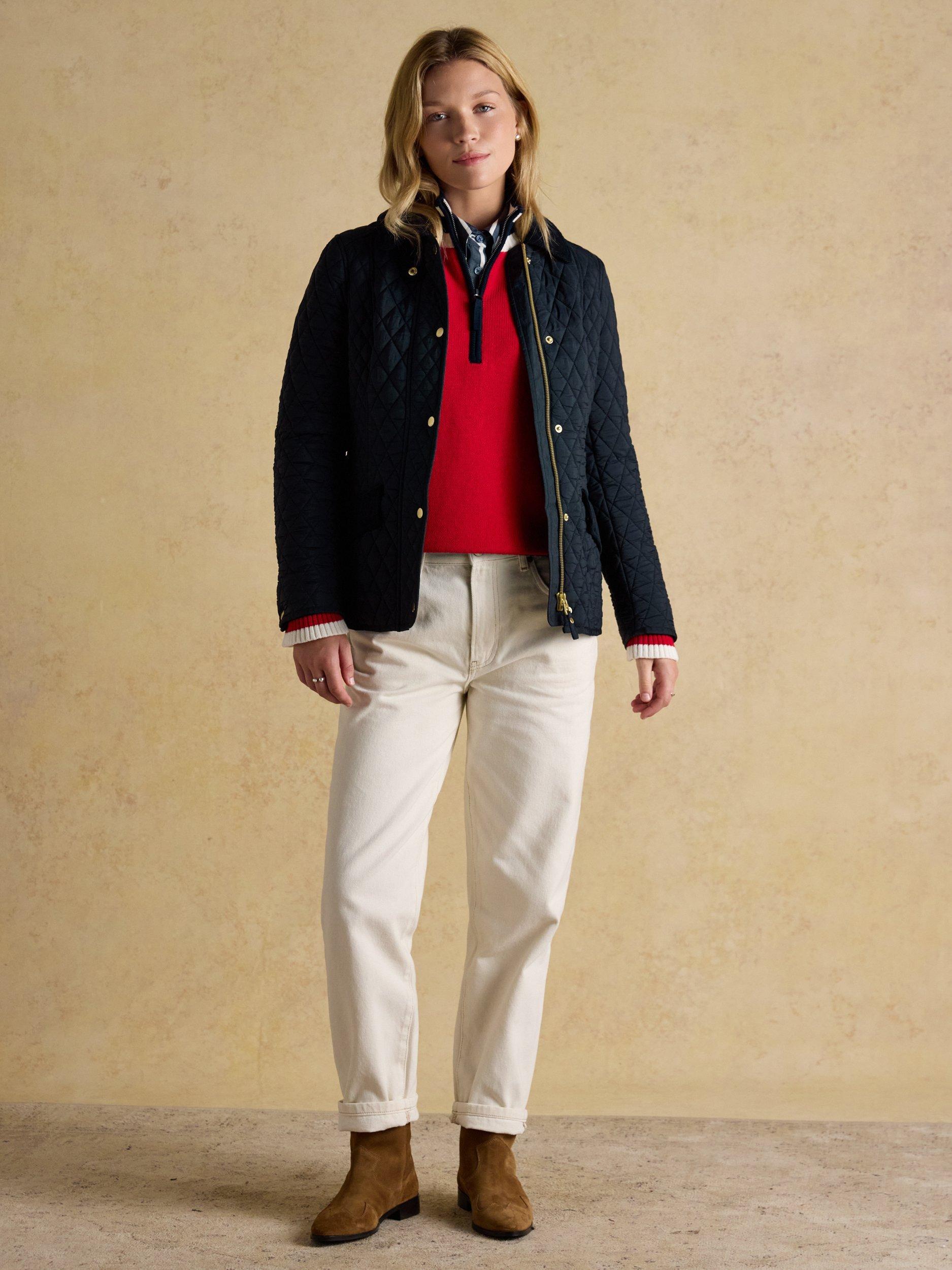 Product image 7 of 9, which shows Joules Highclere Quilted Showerproof Jacket, Navy, 6