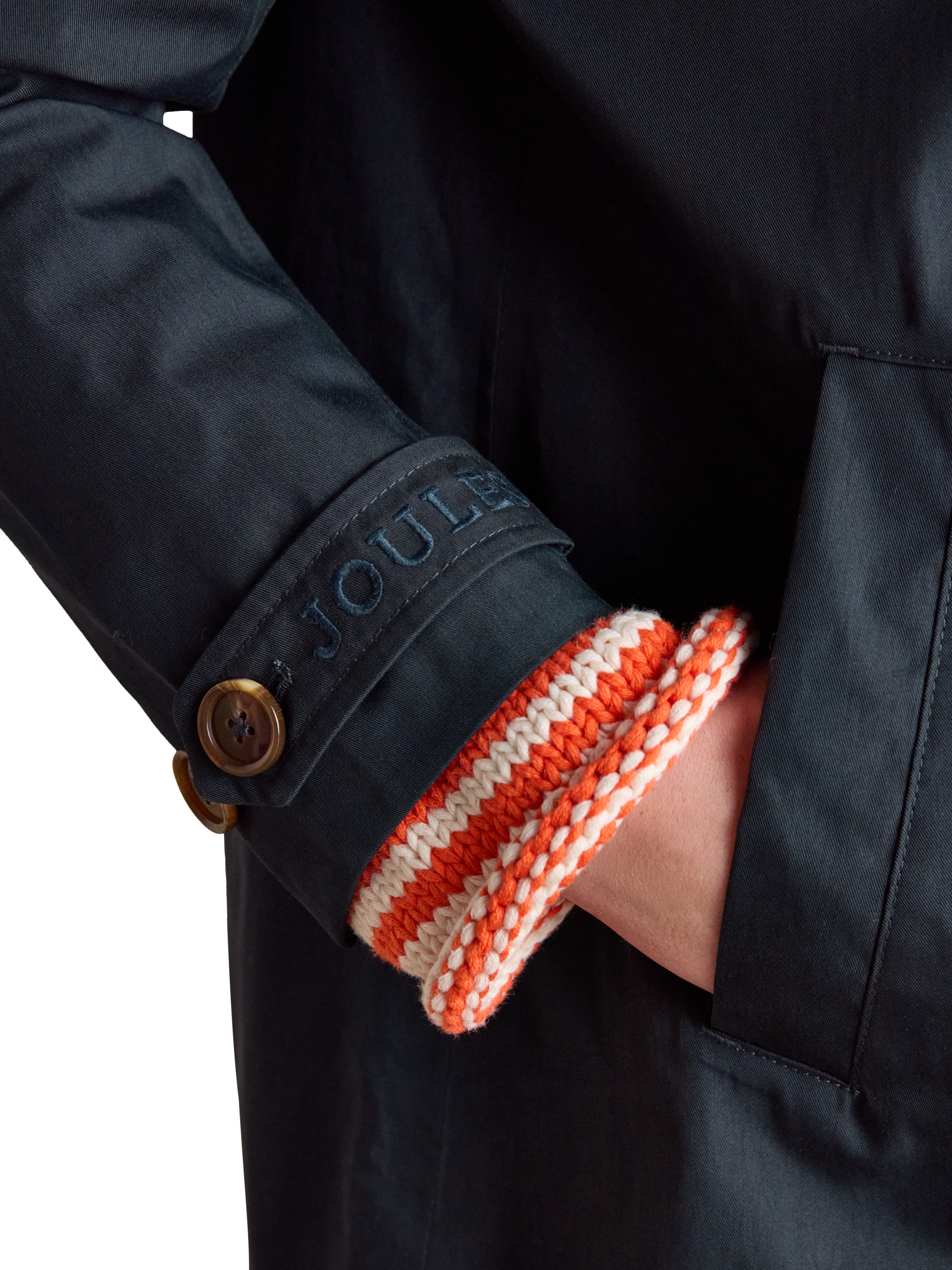 Product image 3 of 9, which shows Joules Rainmorel Waterproof Raincoat, Navy, 6