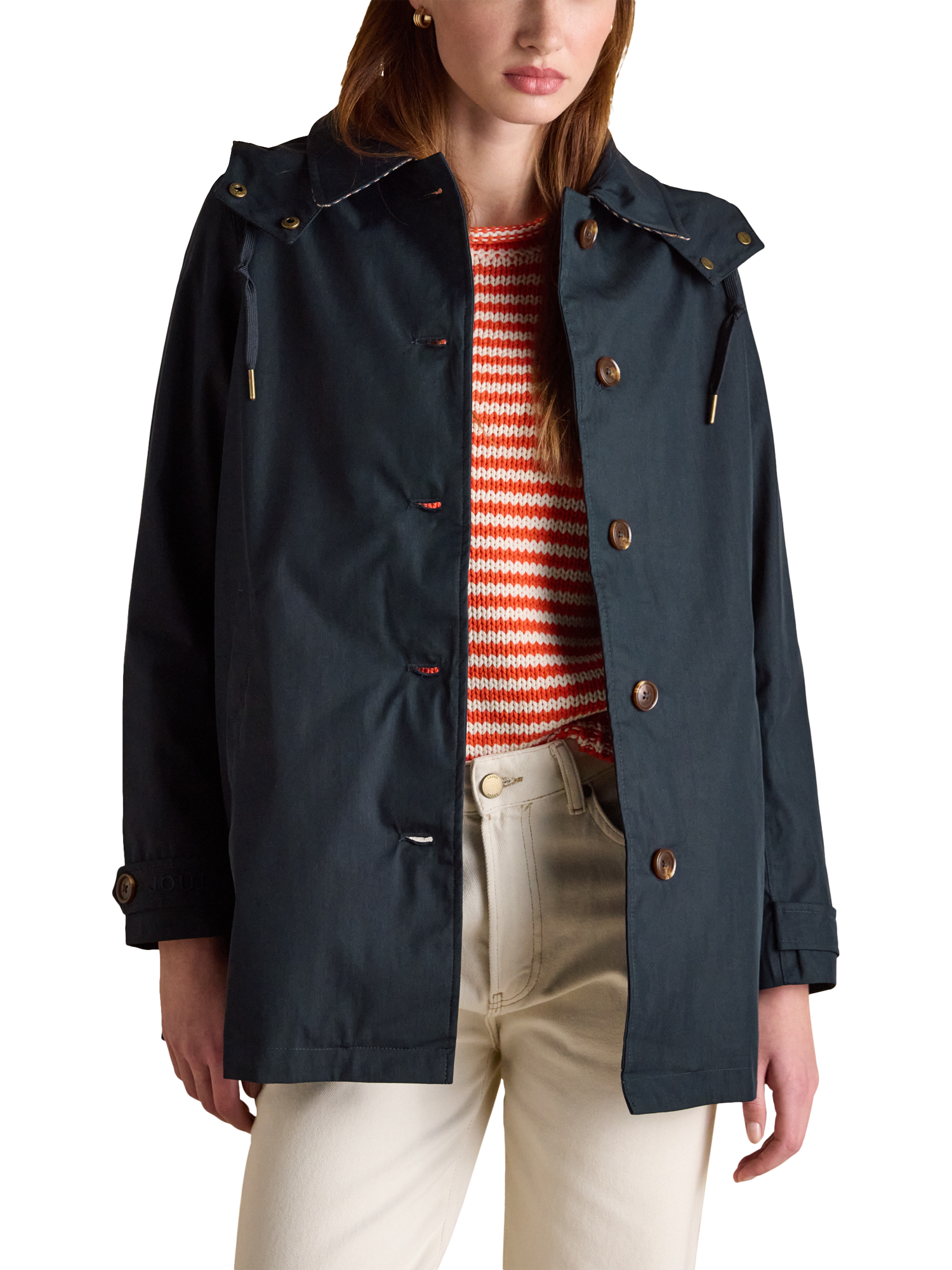 Product image 4 of 9, which shows Joules Rainmorel Waterproof Raincoat, Navy, 6
