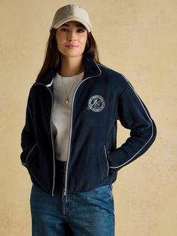 Joules Embroidered Zip Neck Polar Fleece, Navy, Navy