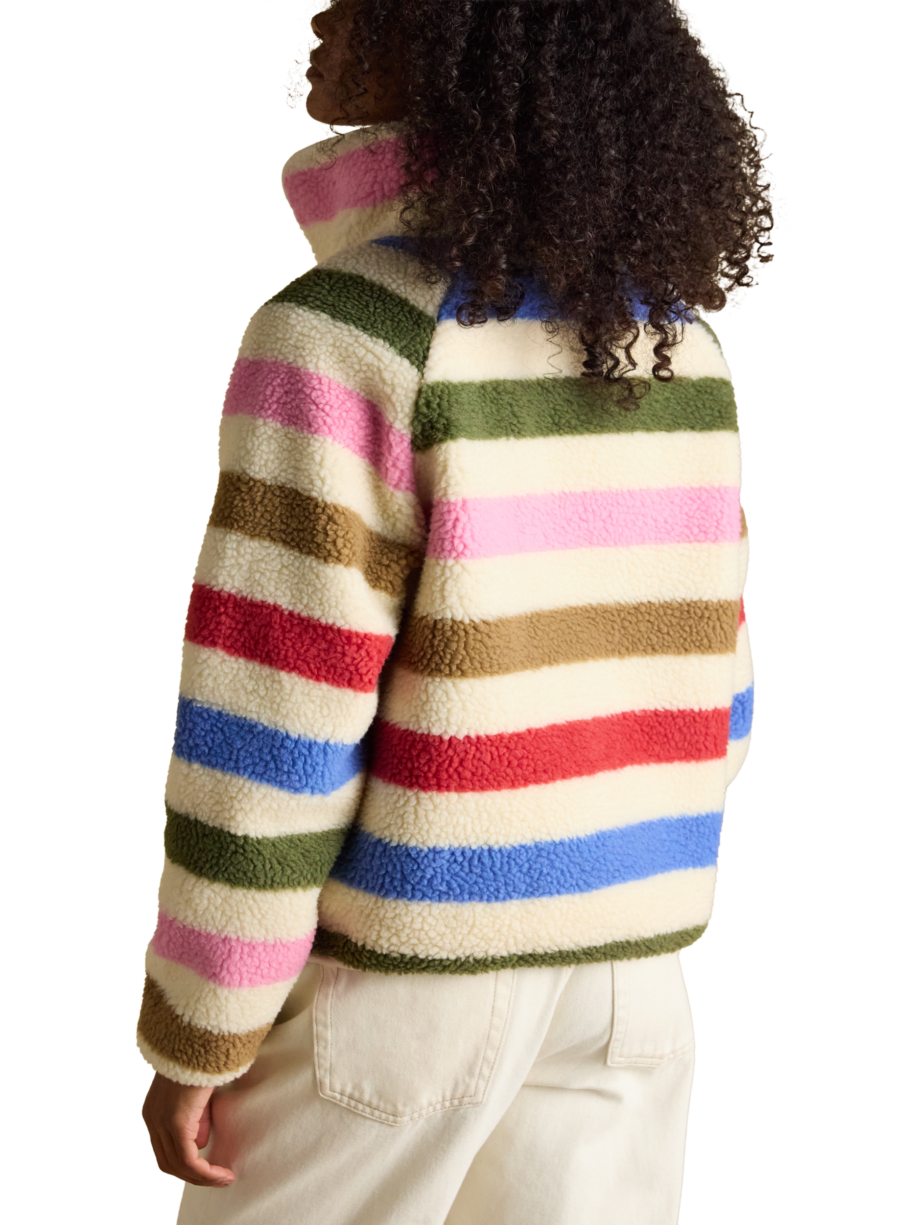 Product image 2 of 8, which shows Joules Eva Stripe Fleece Jacket, Multi, 6