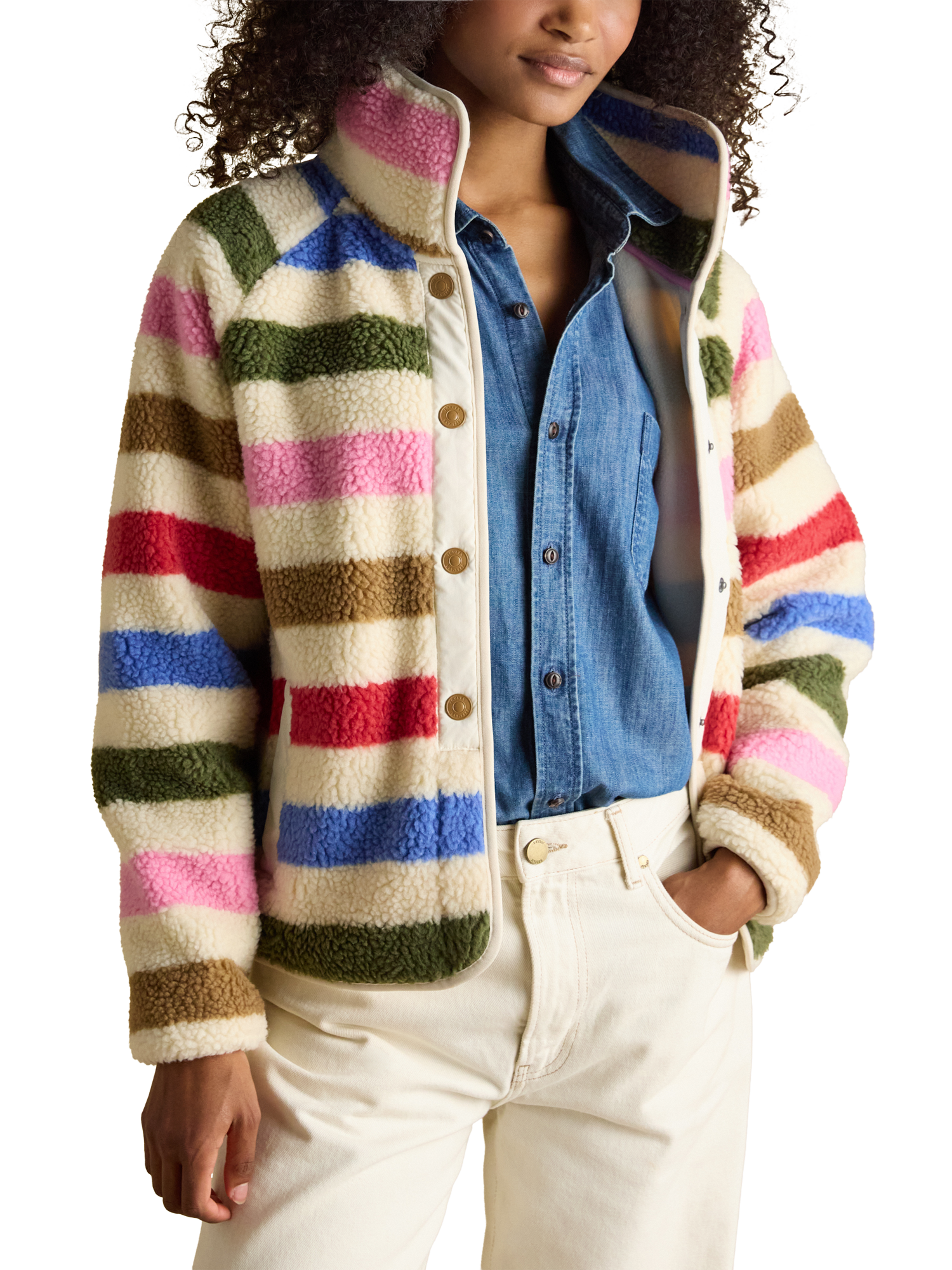 Product image 4 of 8, which shows Joules Eva Stripe Fleece Jacket, Multi, 6