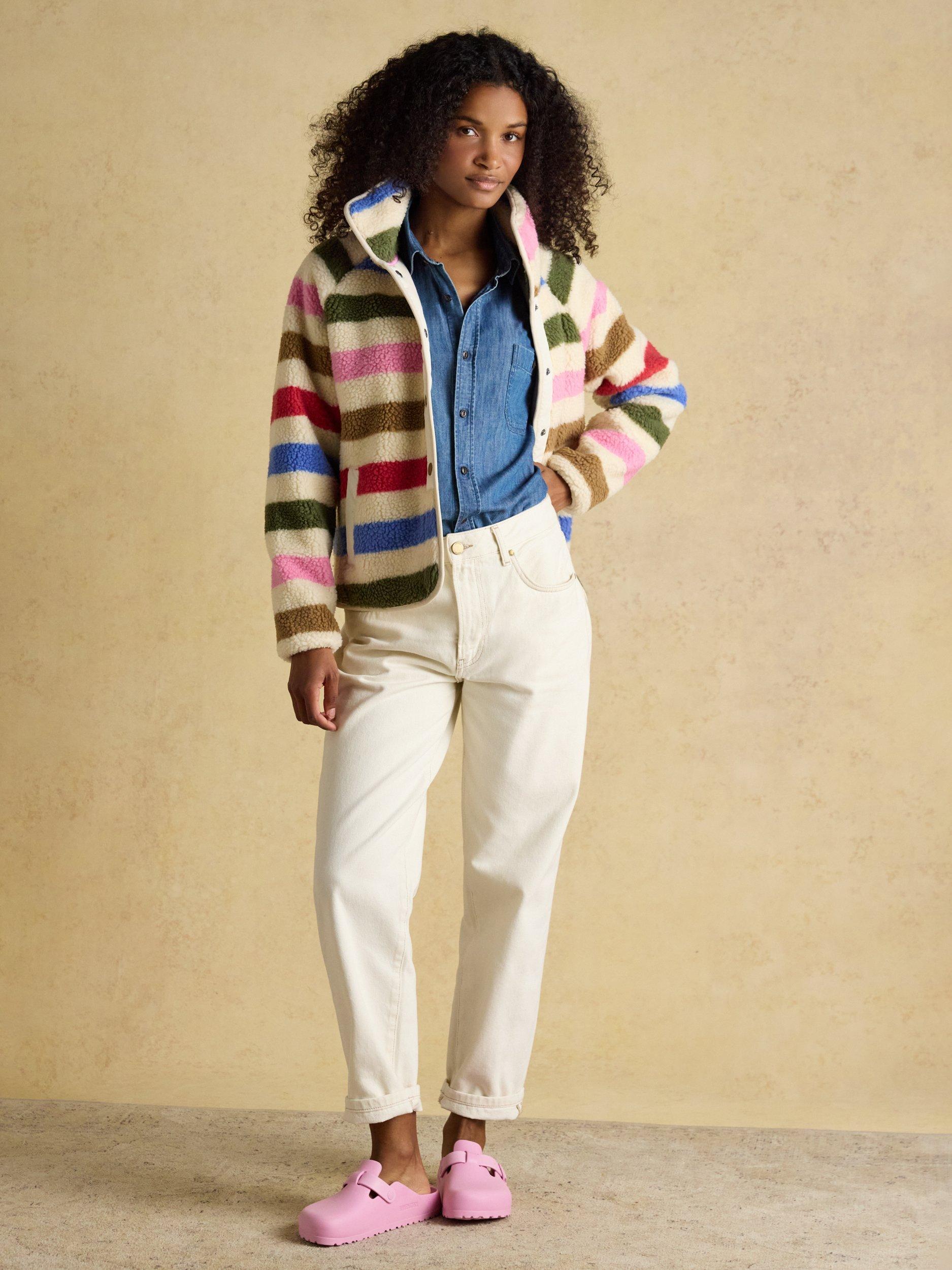 Product image 7 of 8, which shows Joules Eva Stripe Fleece Jacket, Multi, 6