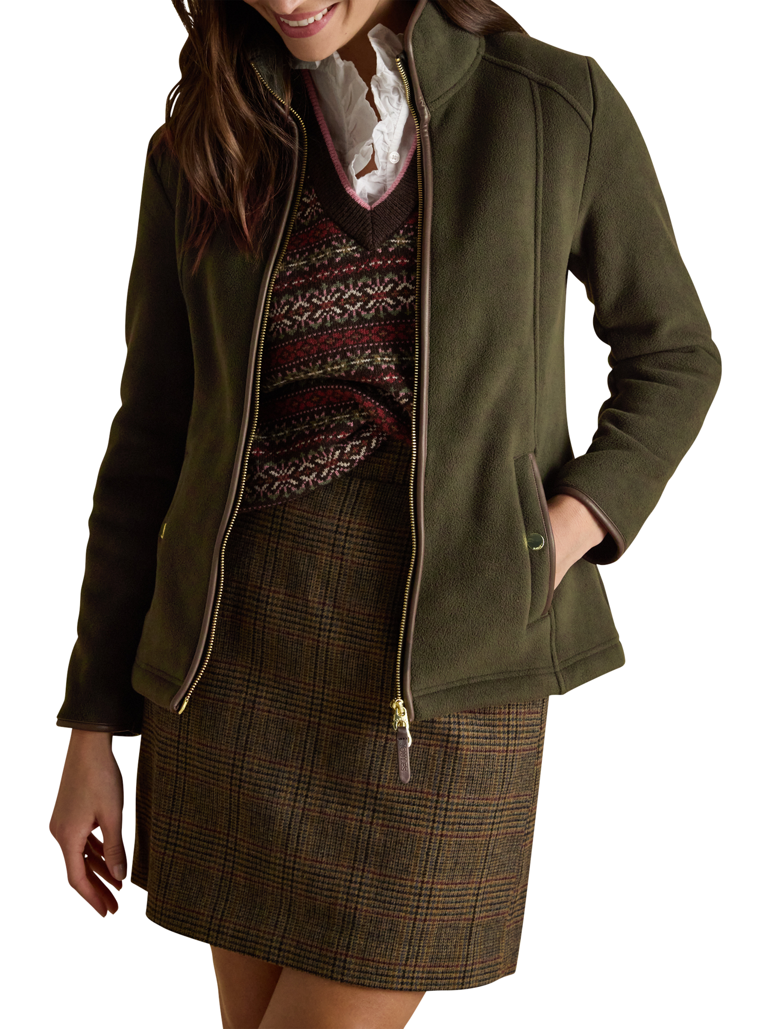 Product image 6 of 10, which shows Joules Heritage Zip Through Fleece, Green, 6