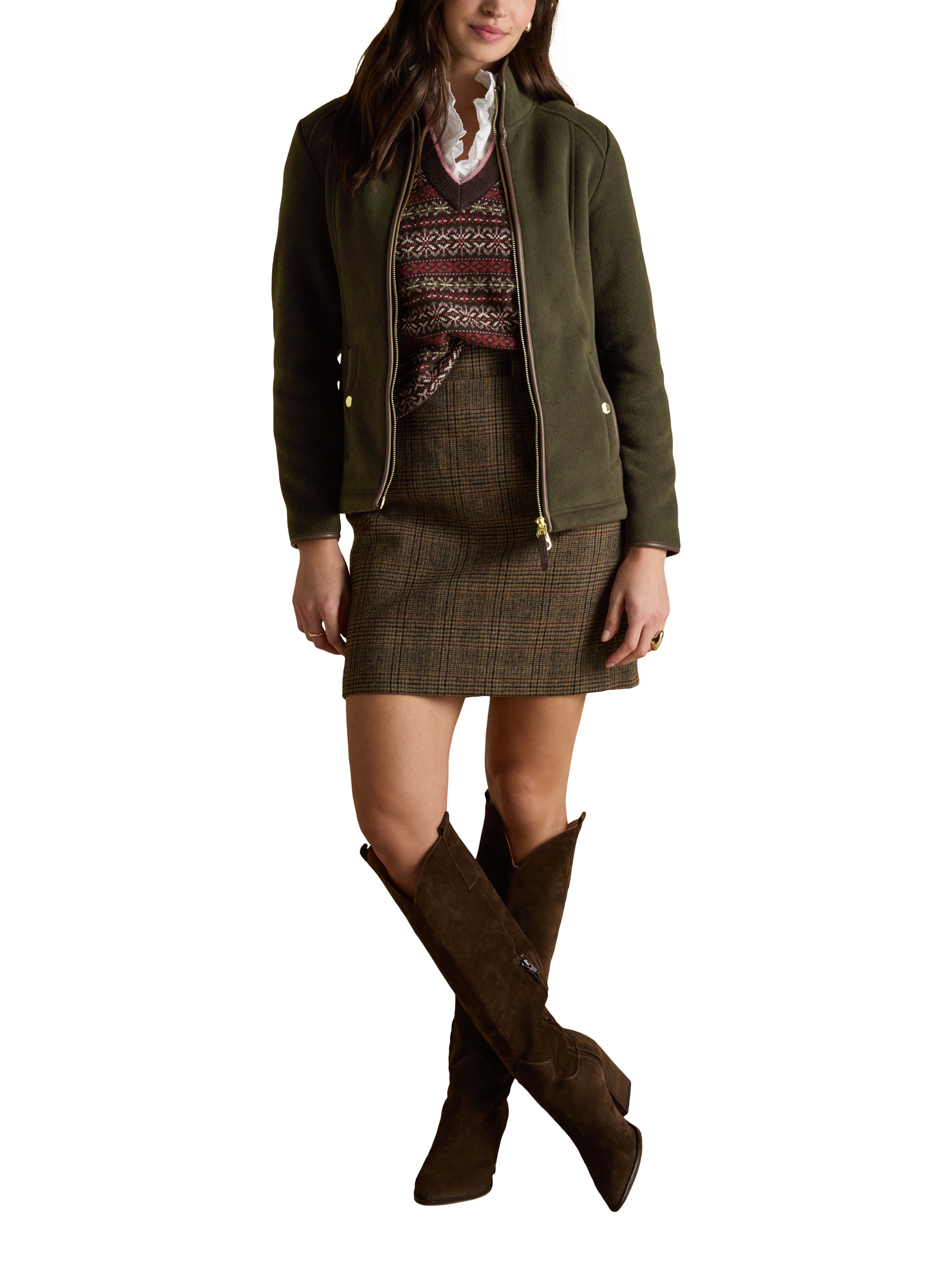 Product image 10 of 10, which shows Joules Heritage Zip Through Fleece, Green, 6