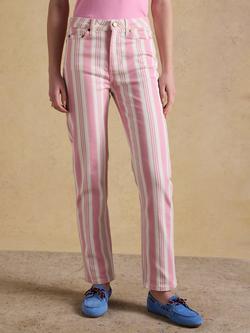 Joules Mid Rise Stripe Straight Jeans, Pink, Pink