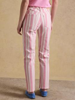 Joules Mid Rise Stripe Straight Jeans, Pink - view 2, Pink