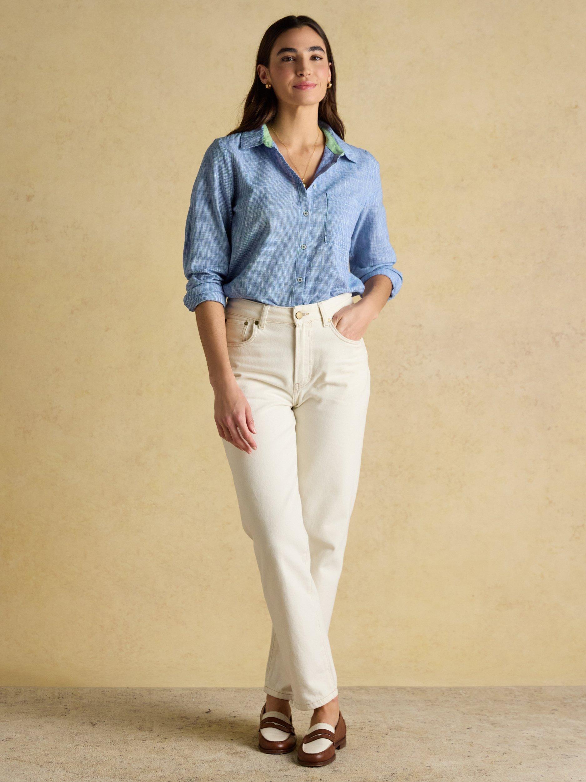 Product image 4 of 8, which shows Joules Ida Relaxed Fit Shirt, Blue, 6