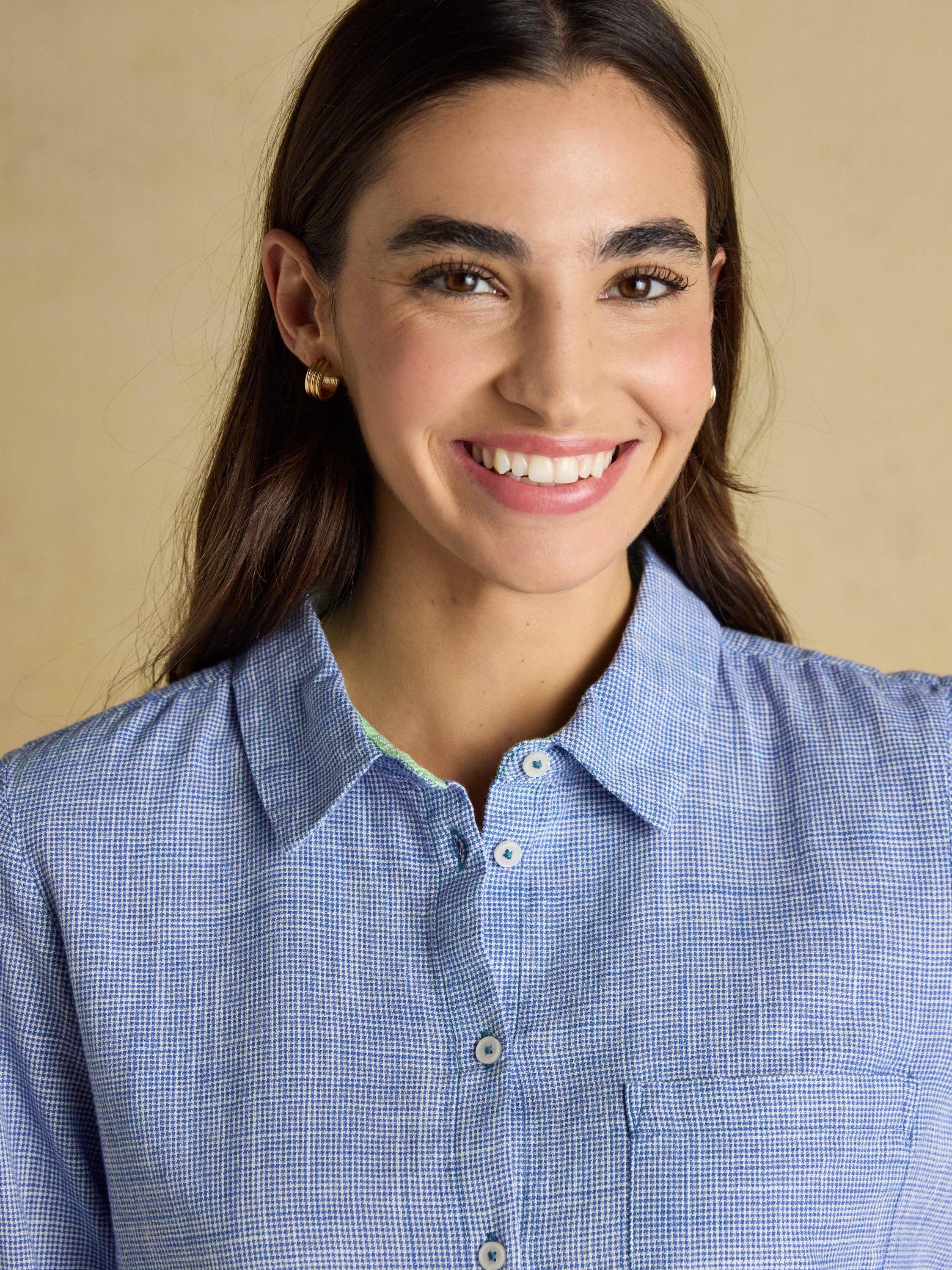 Product image 7 of 8, which shows Joules Ida Relaxed Fit Shirt, Blue, 6