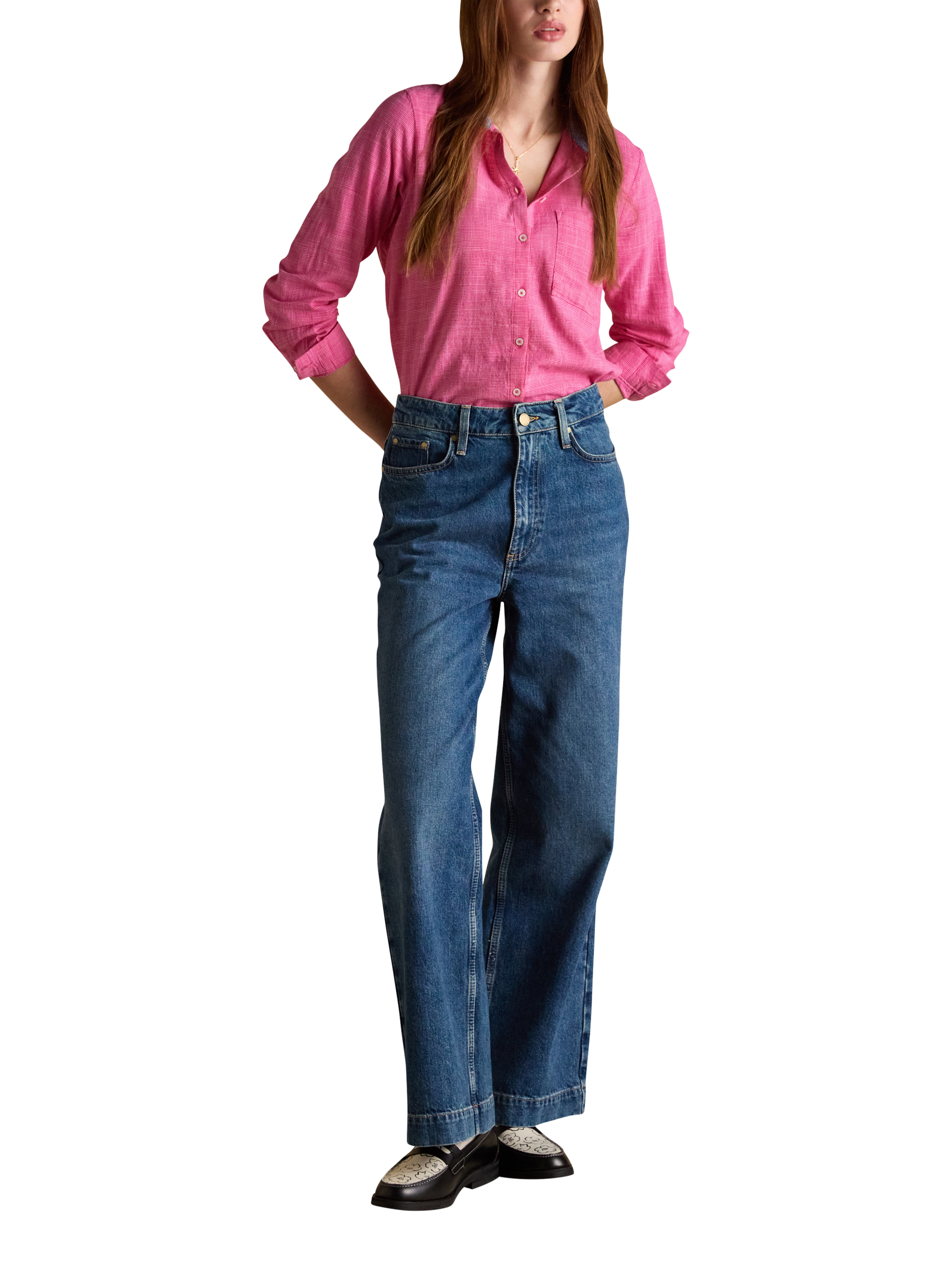 Product image 6 of 8, which shows Joules Ida Relaxed Fit Shirt, Pink, 6