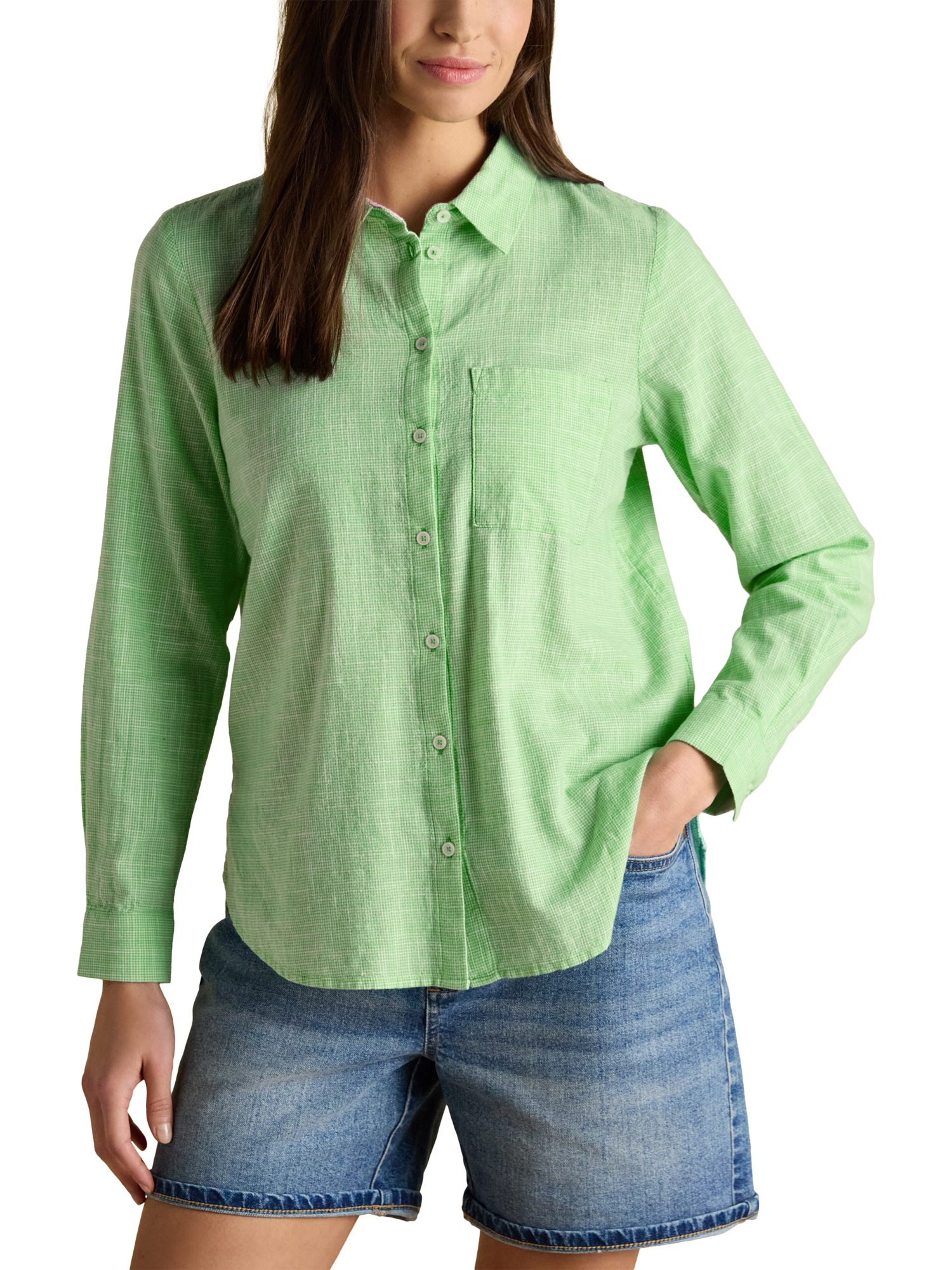 Product image 1 of 8, which shows Joules Ida Relaxed Fit Shirt, Green, 6