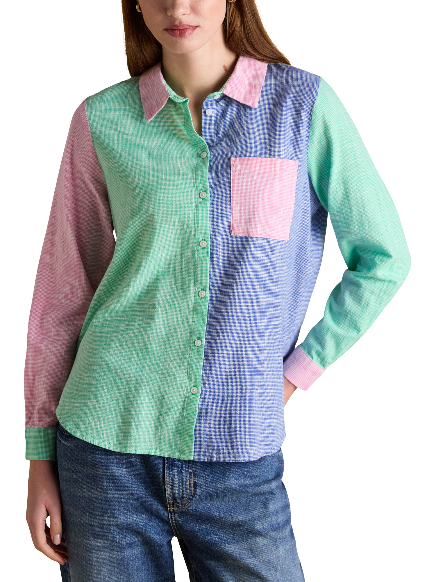 Product image 1 of 8, which shows Joules Ida Hotchpotch Relaxed Fit Shirt, Multi, 6