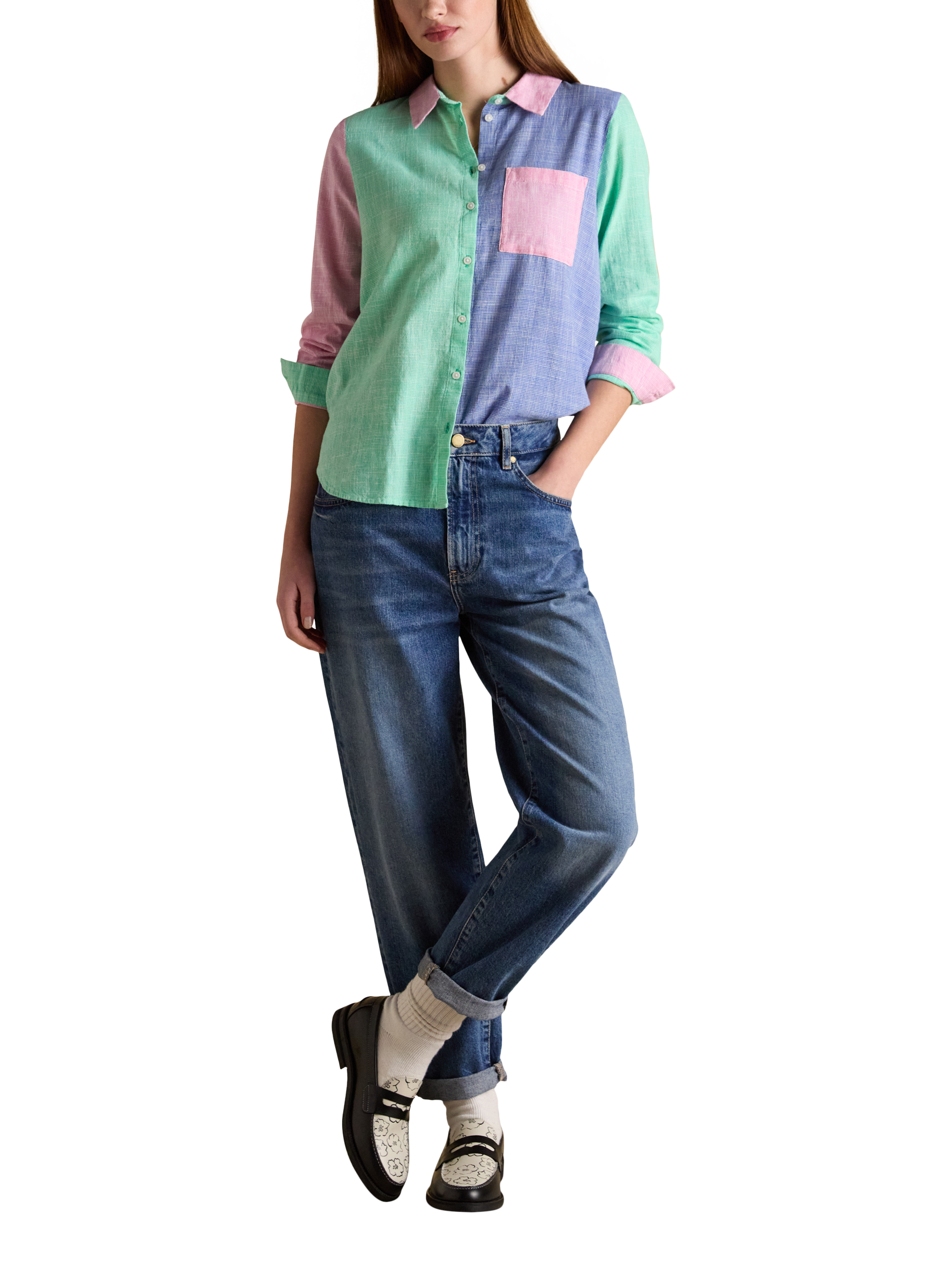 Product image 3 of 8, which shows Joules Ida Hotchpotch Relaxed Fit Shirt, Multi, 6