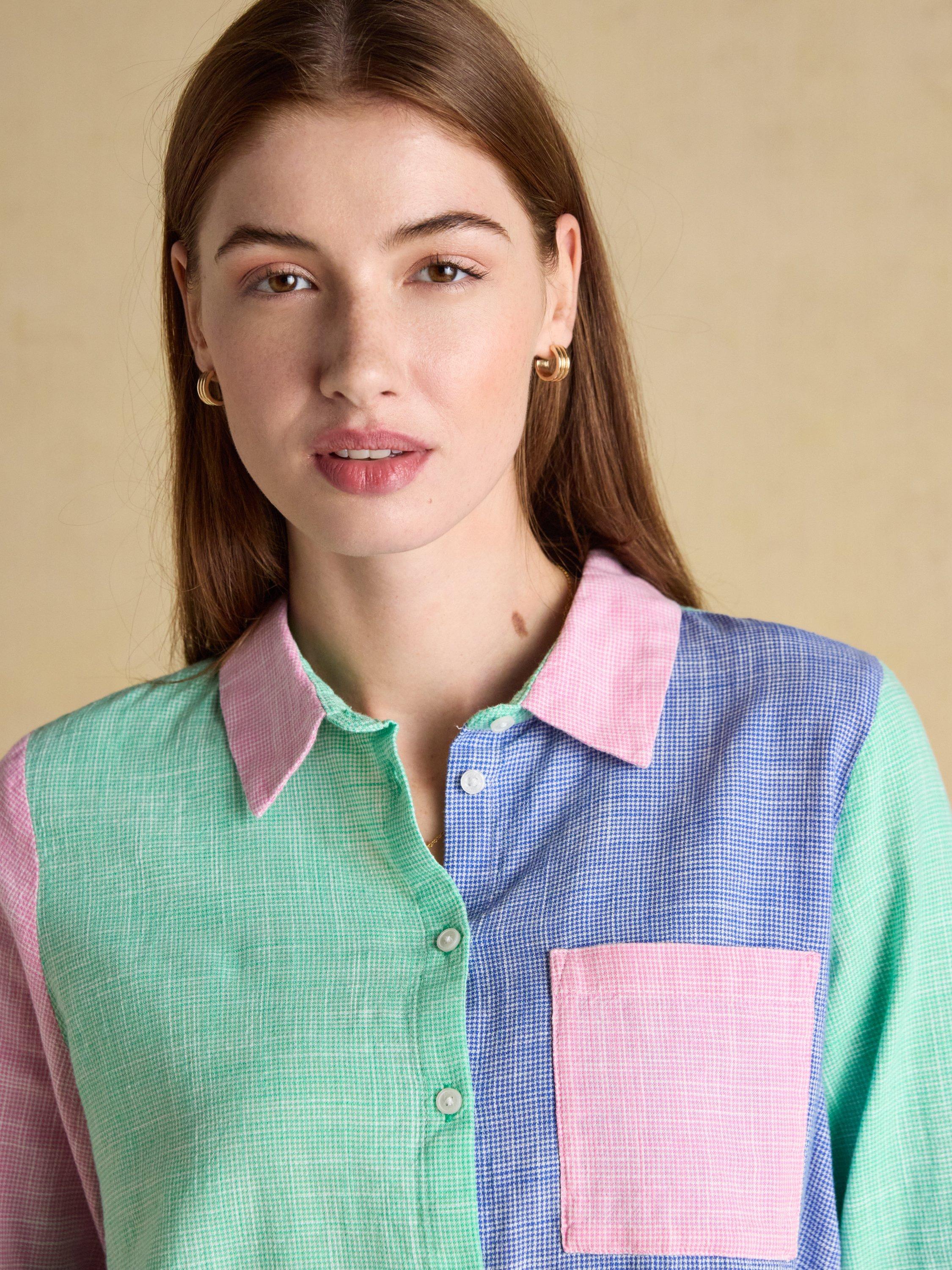 Product image 5 of 8, which shows Joules Ida Hotchpotch Relaxed Fit Shirt, Multi, 6