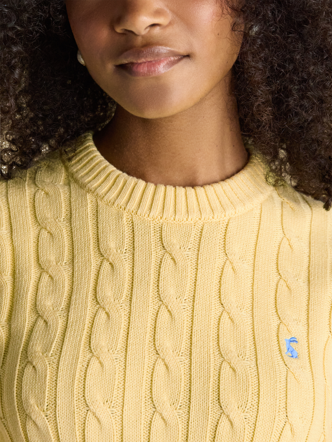 Product image 6 of 8, which shows Joules Crew Neck Cable Knit Jumper, Yellow, 6