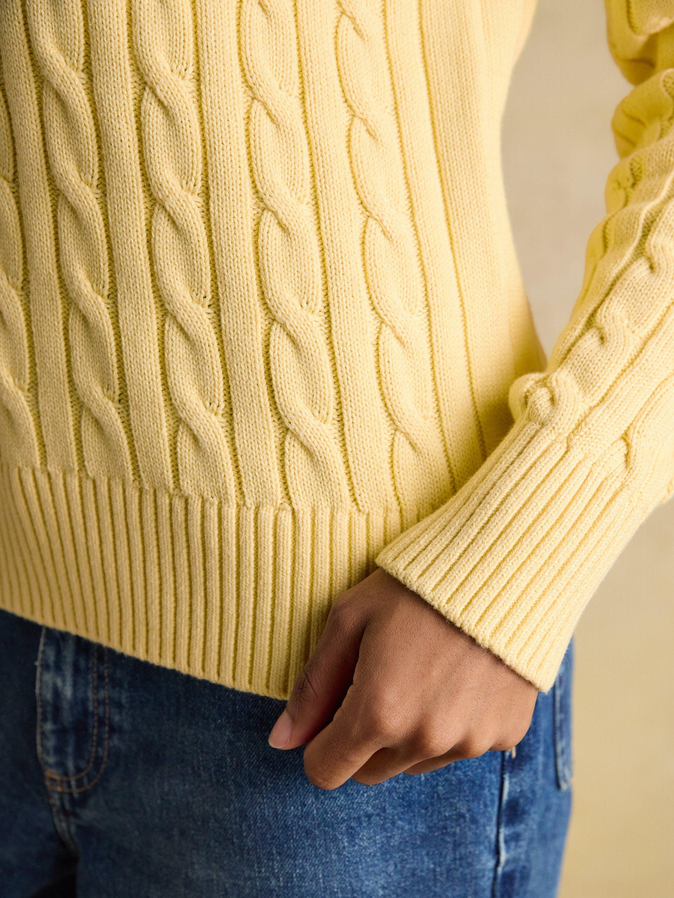 Product image 7 of 8, which shows Joules Crew Neck Cable Knit Jumper, Yellow, 6