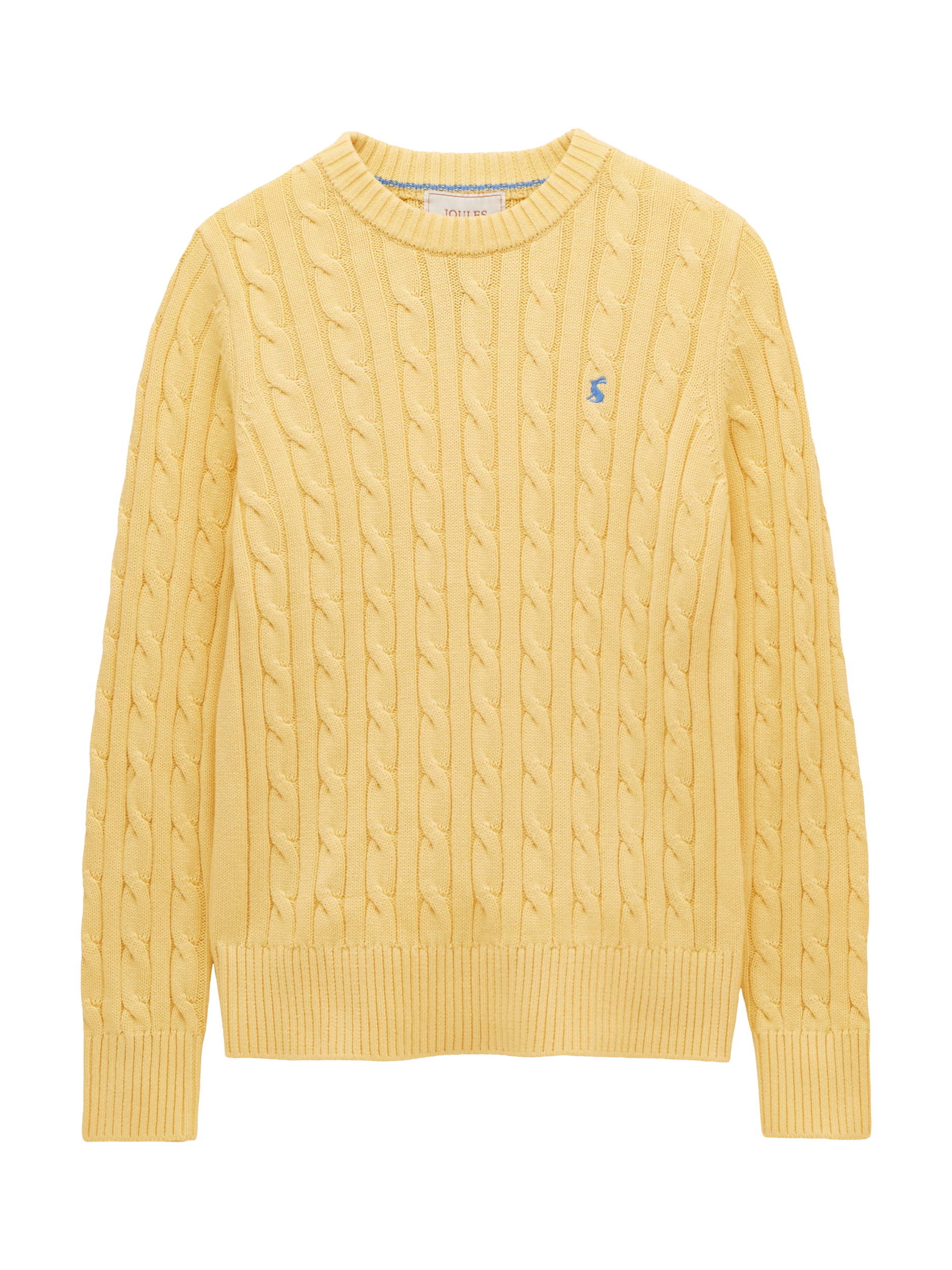Product image 8 of 8, which shows Joules Crew Neck Cable Knit Jumper, Yellow, 6
