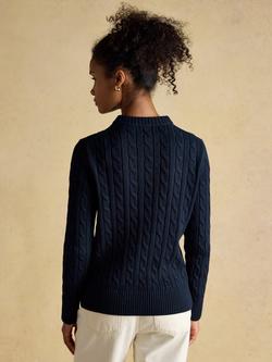 Joules Crew Neck Cable Knit Jumper - view 2, Navy