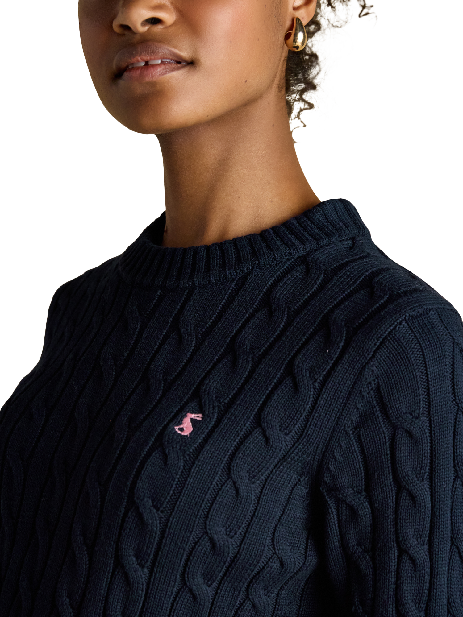 Product image 3 of 7, which shows Joules Crew Neck Cable Knit Jumper, Navy, 6