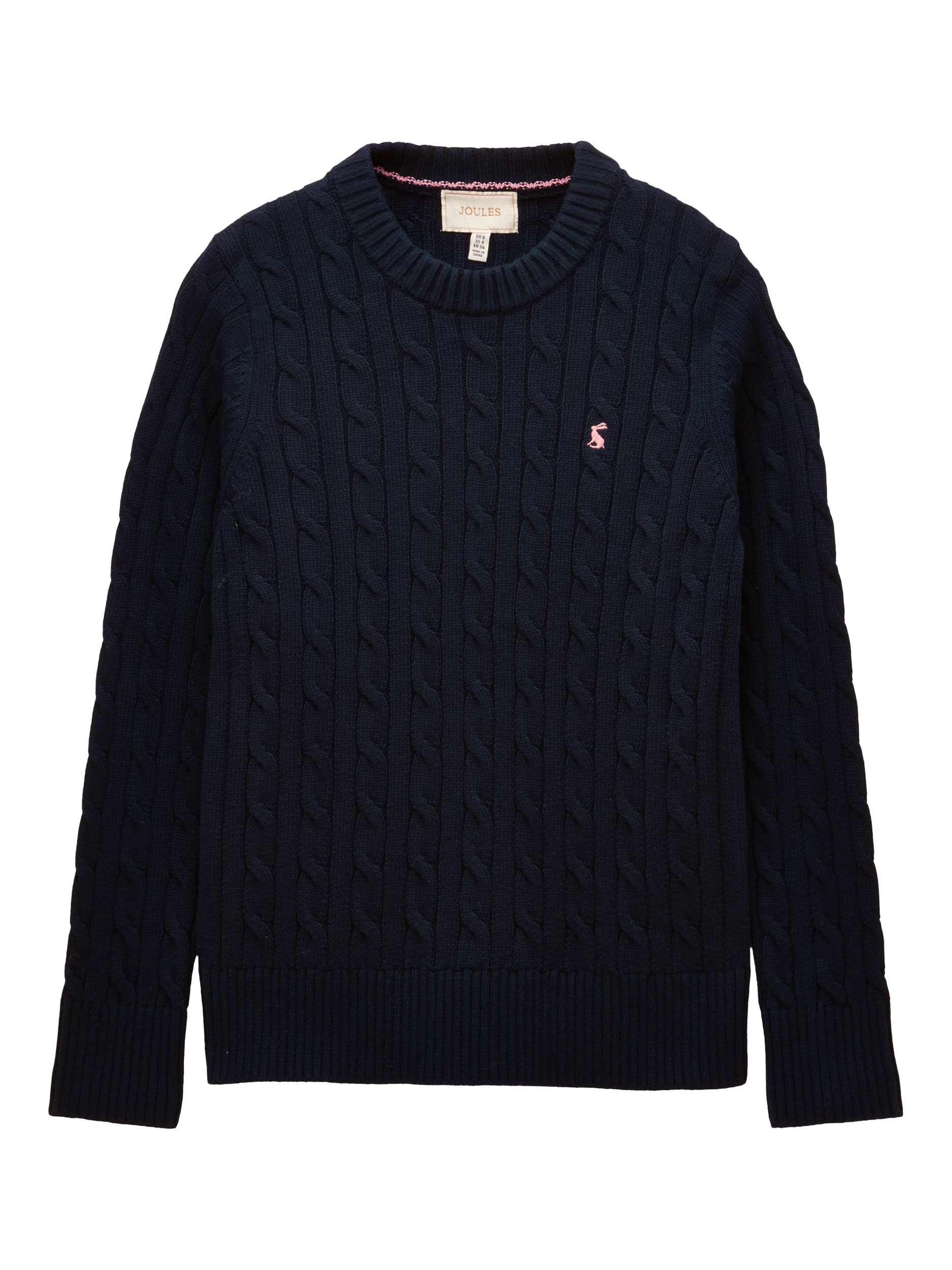 Product image 7 of 7, which shows Joules Crew Neck Cable Knit Jumper, Navy, 6