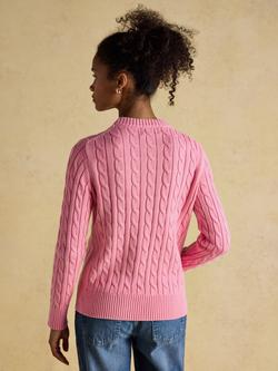 Joules Crew Neck Cable Knit Jumper - view 2, Pink