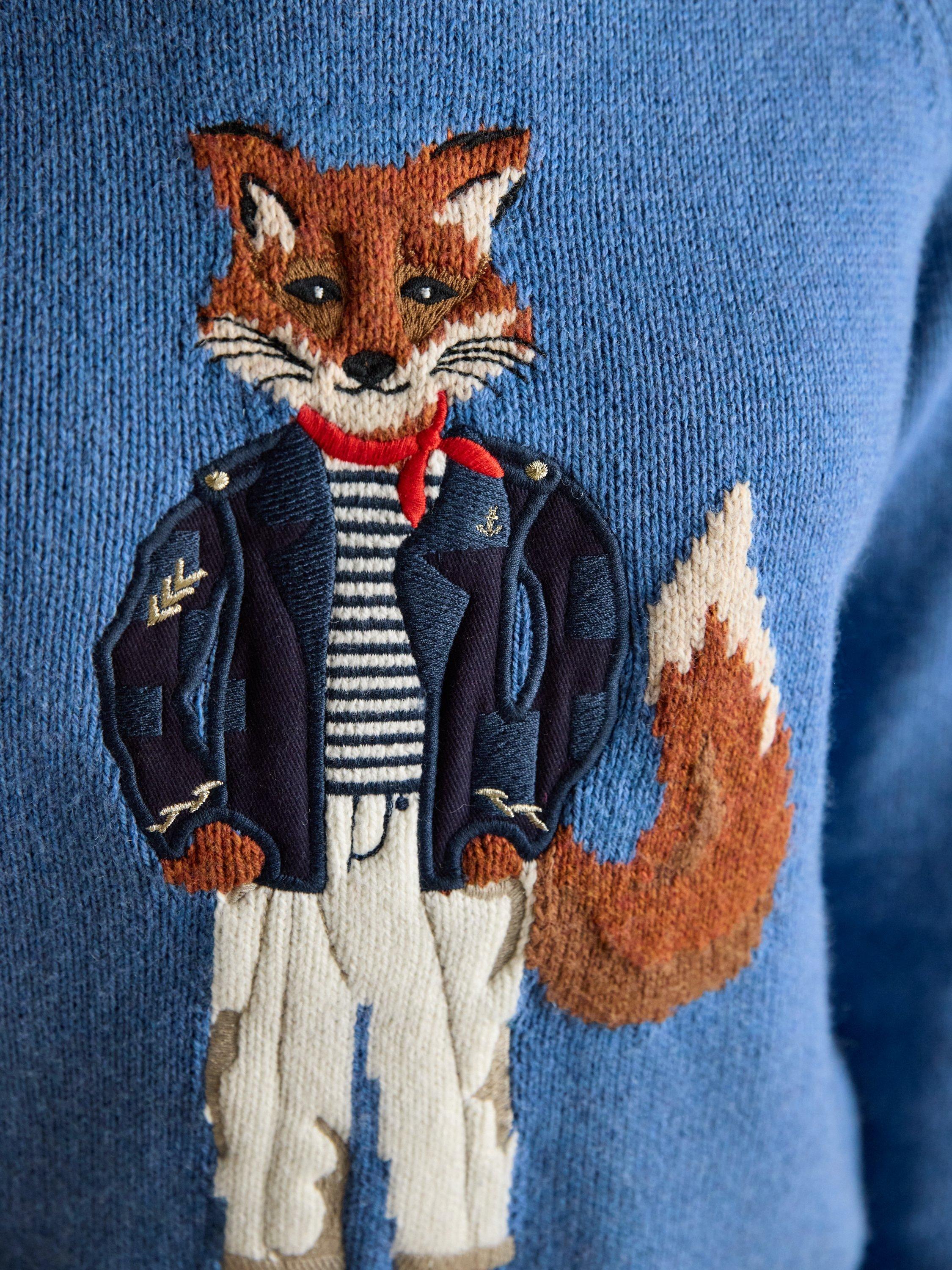 Product image 4 of 7, which shows Joules Jonty Intarsia Knitted Jumper, Blue, XS