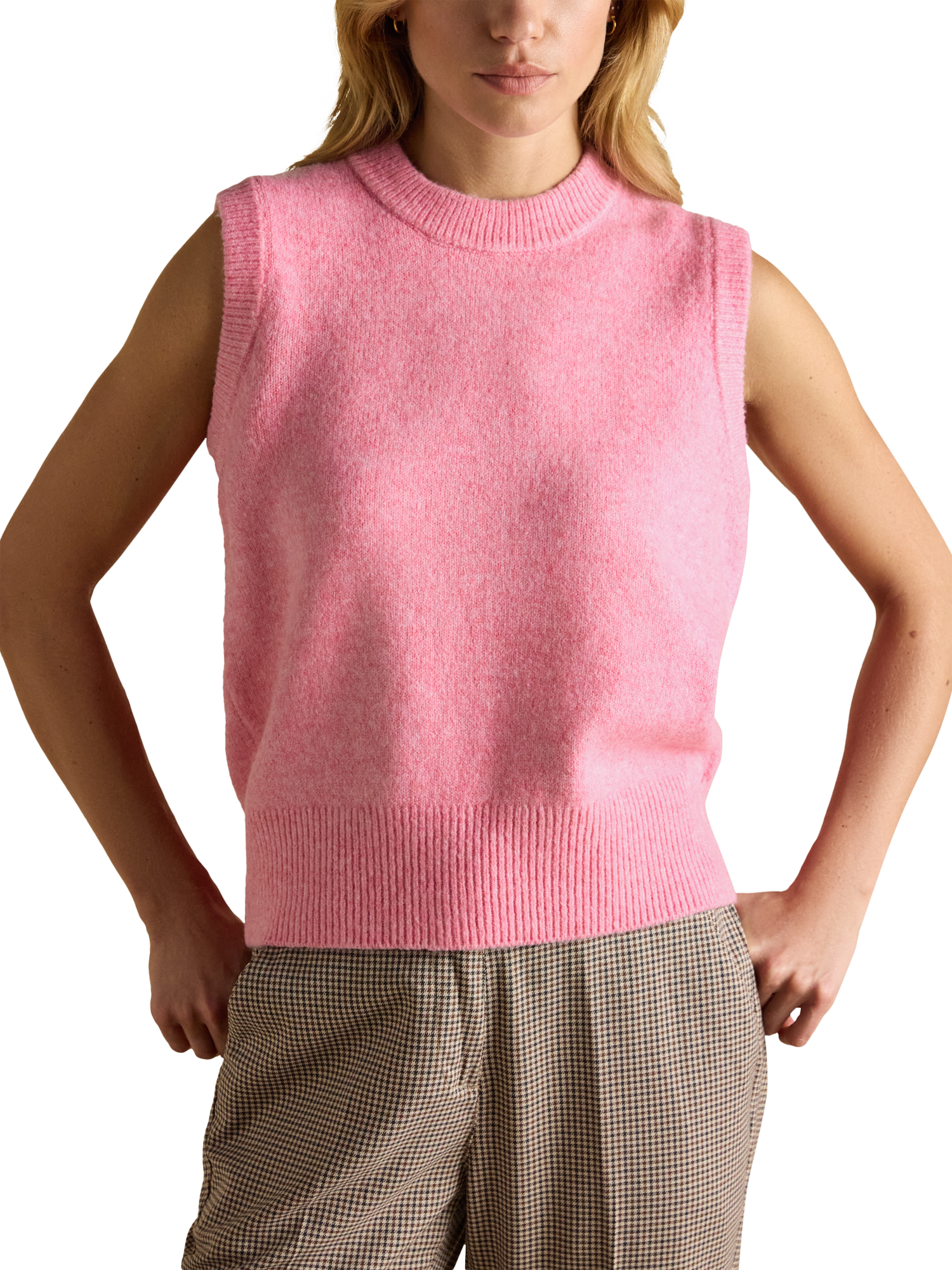 Product image 1 of 6, which shows Joules Holly Knitted Tank Top, Pink, XS