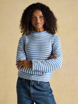 Joules Textured Stripe Jumper, Blue/White