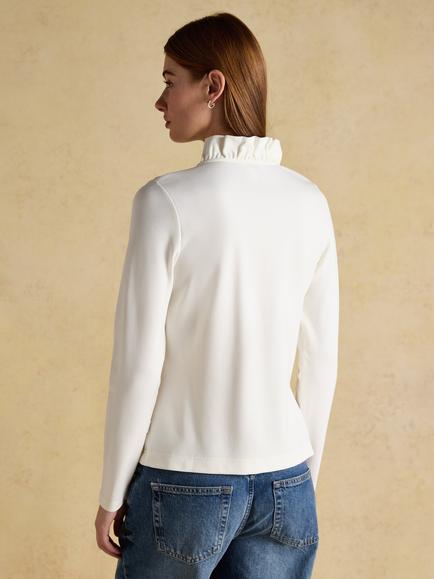 Joules Heidi Frill Neck Top, Cream - view 2, Cream