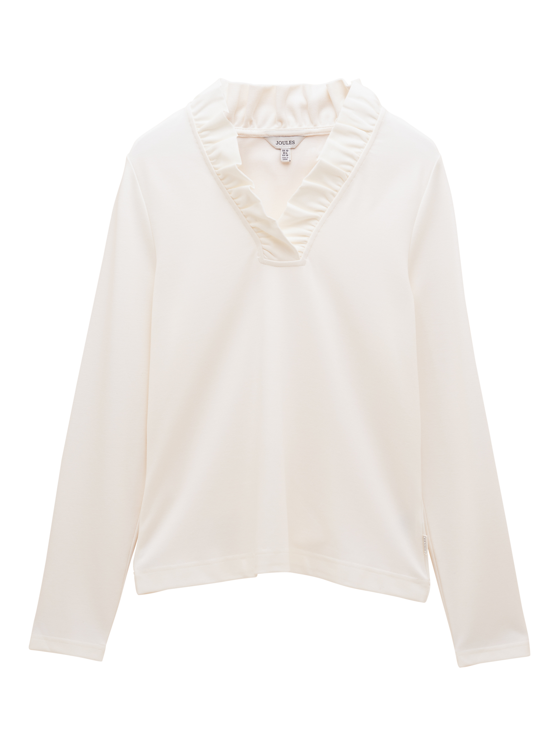 Product image 6 of 6, which shows Joules Heidi Frill Neck Top, Cream, 6
