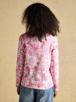 Joules Harbour Printed Boat Neck Top, Pink - view 2, Pink