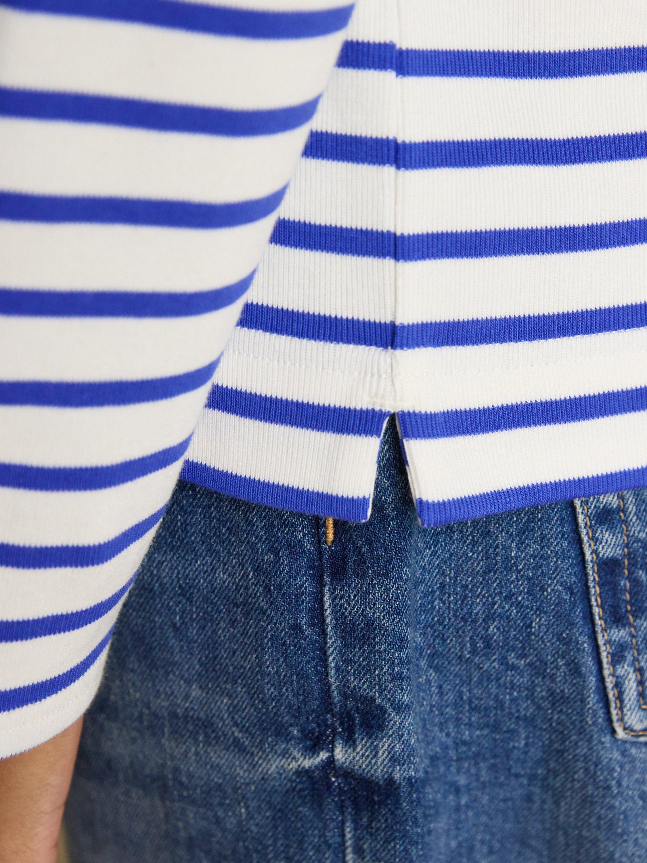 Product image 7 of 8, which shows Joules Harbour Breton Stripe Top, Cream/Blue, 6