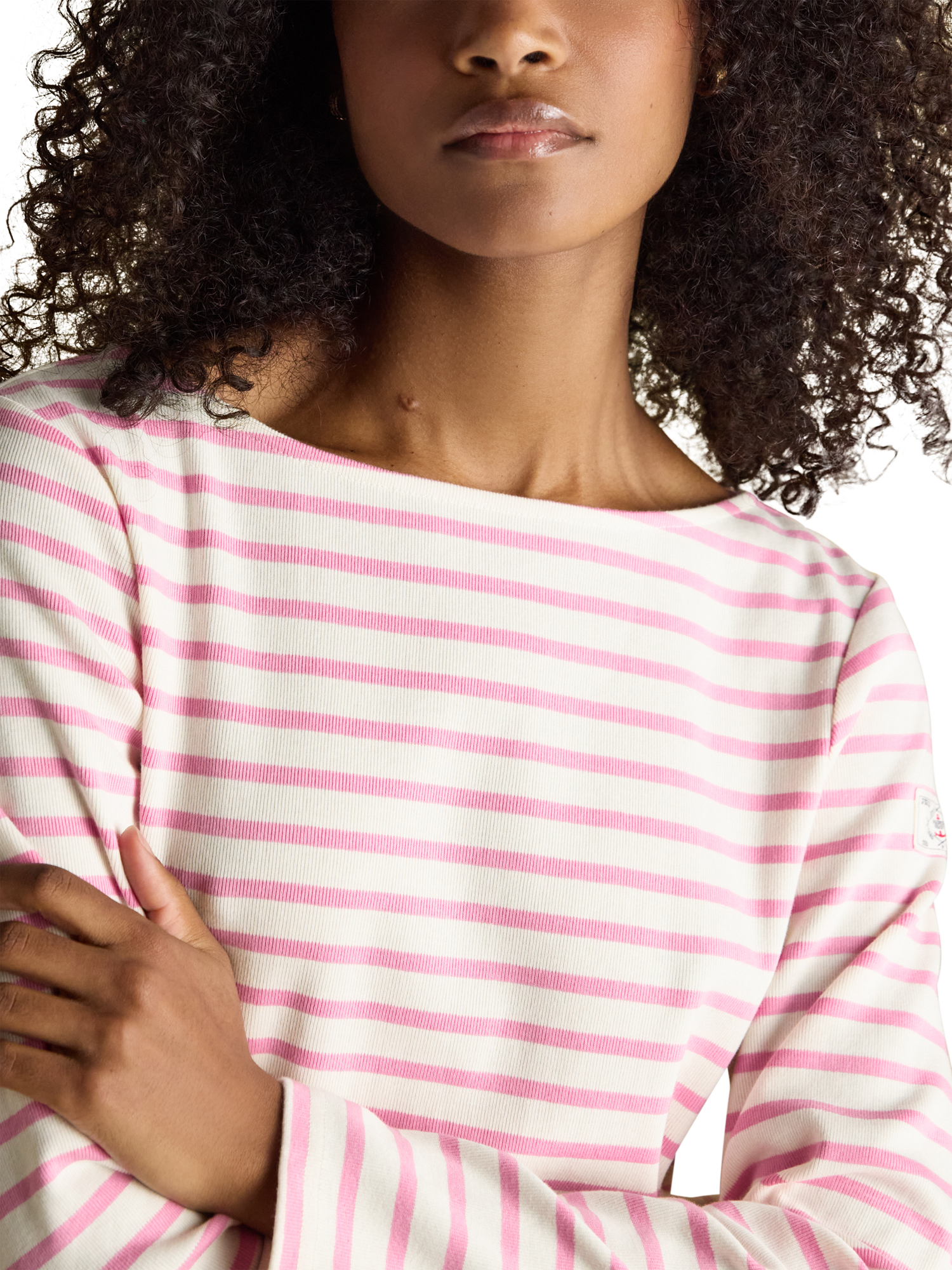 Product image 5 of 8, which shows Joules Harbour Breton Stripe Top, Pink, 6