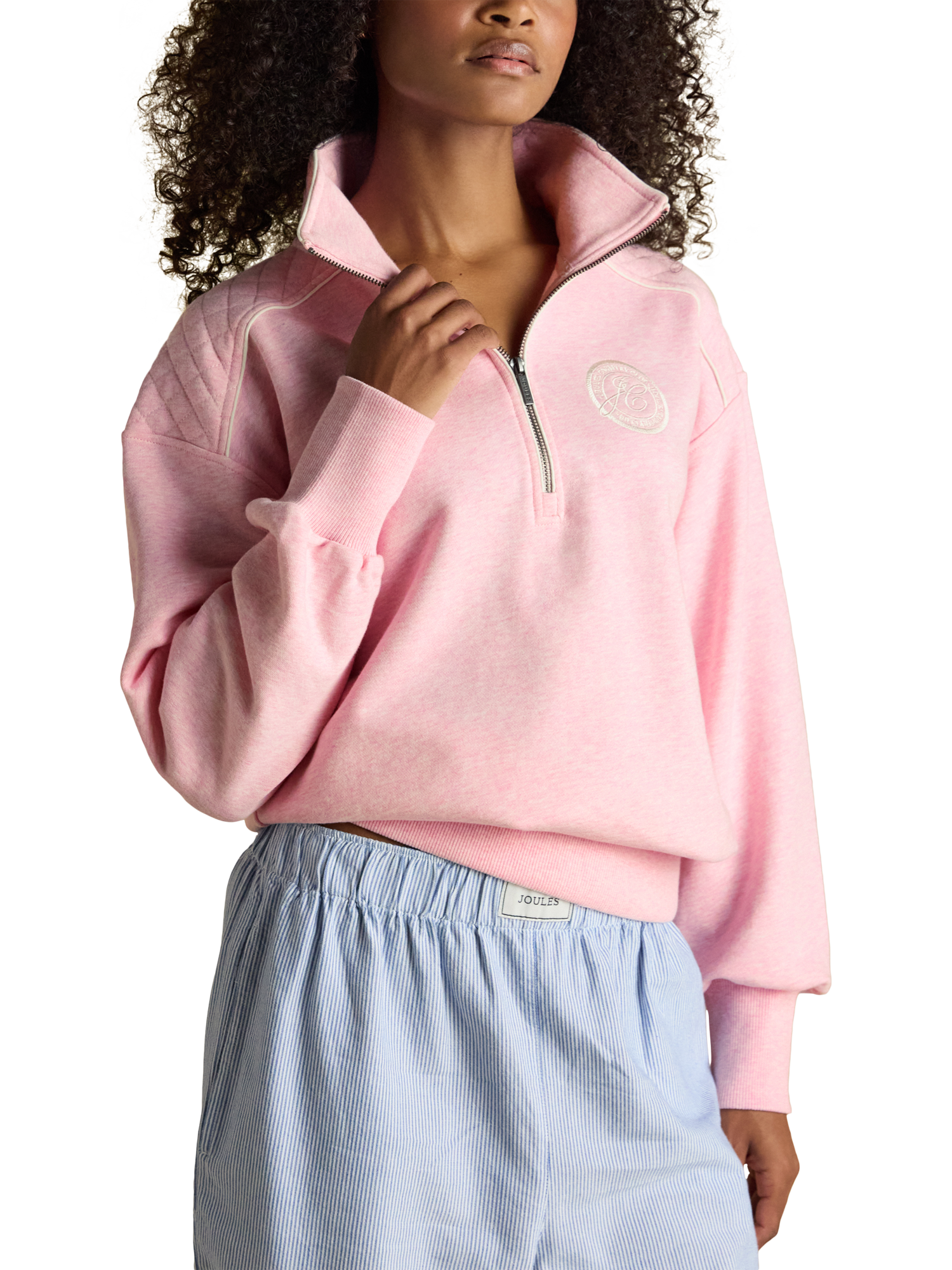 Product image 1 of 10, which shows Joules Racquet Quarter Zip Sweatshirt, Pink, 6