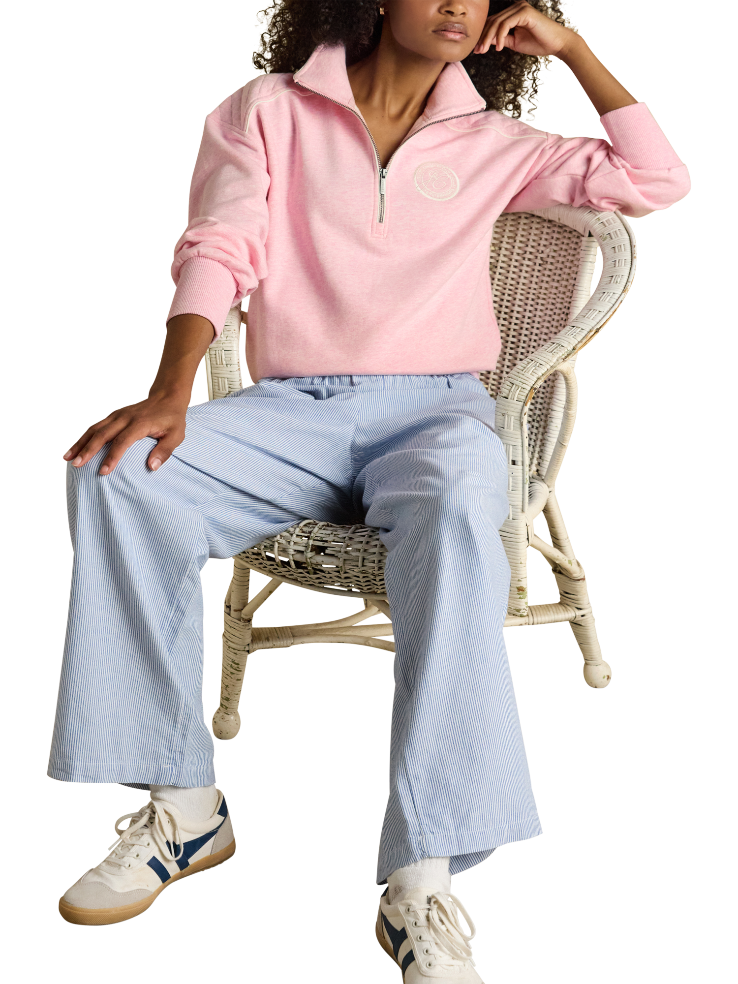 Product image 5 of 10, which shows Joules Racquet Quarter Zip Sweatshirt, Pink, 6