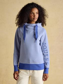 Joules Rushton Stripe Cowl Neck Hoodie, Blue/White, Blue/White