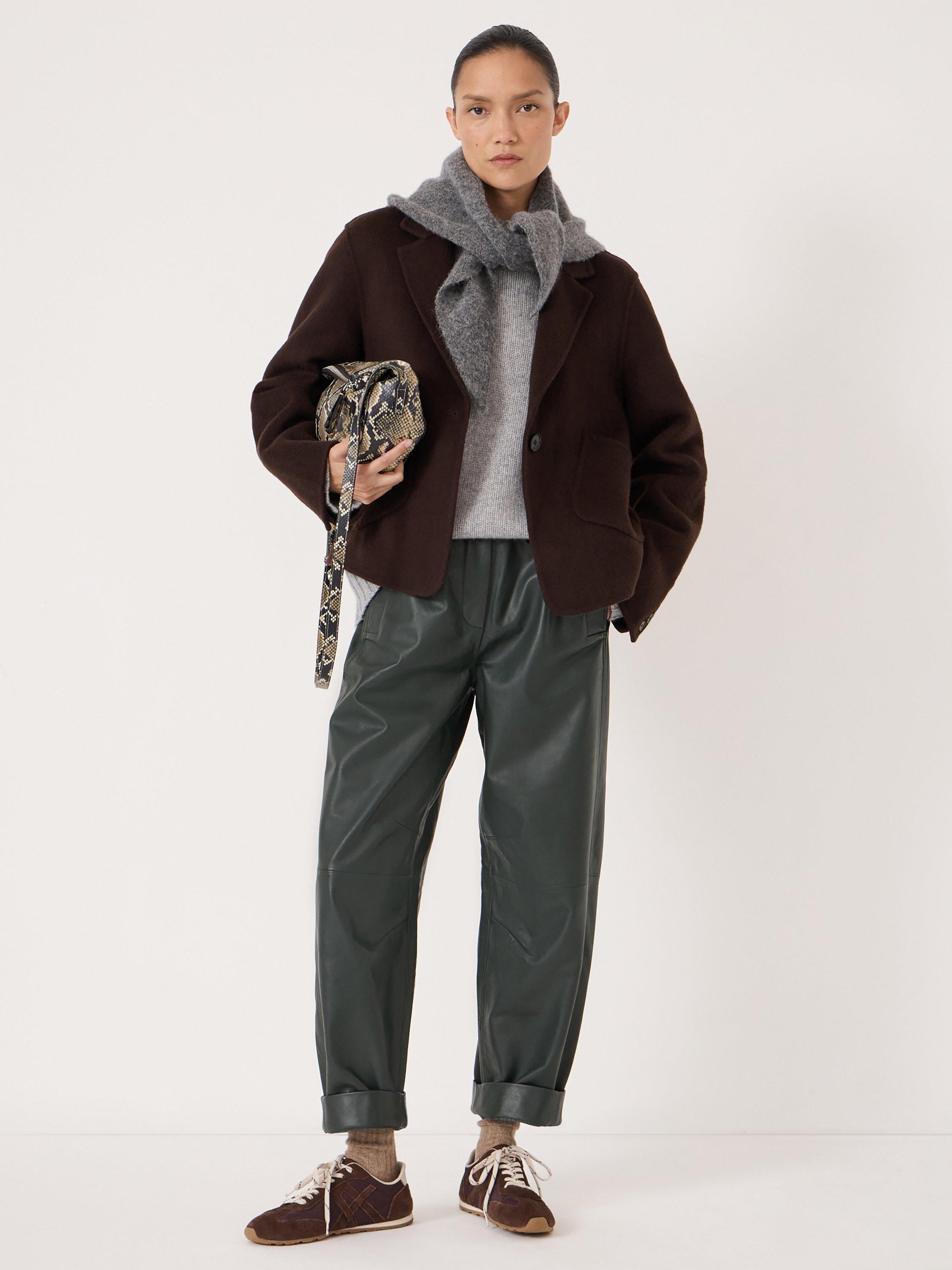 Product image 2 of 5, which shows HUSH Mina Pure Wool Double Faced Blazer, Chocolate Brown, L-XL