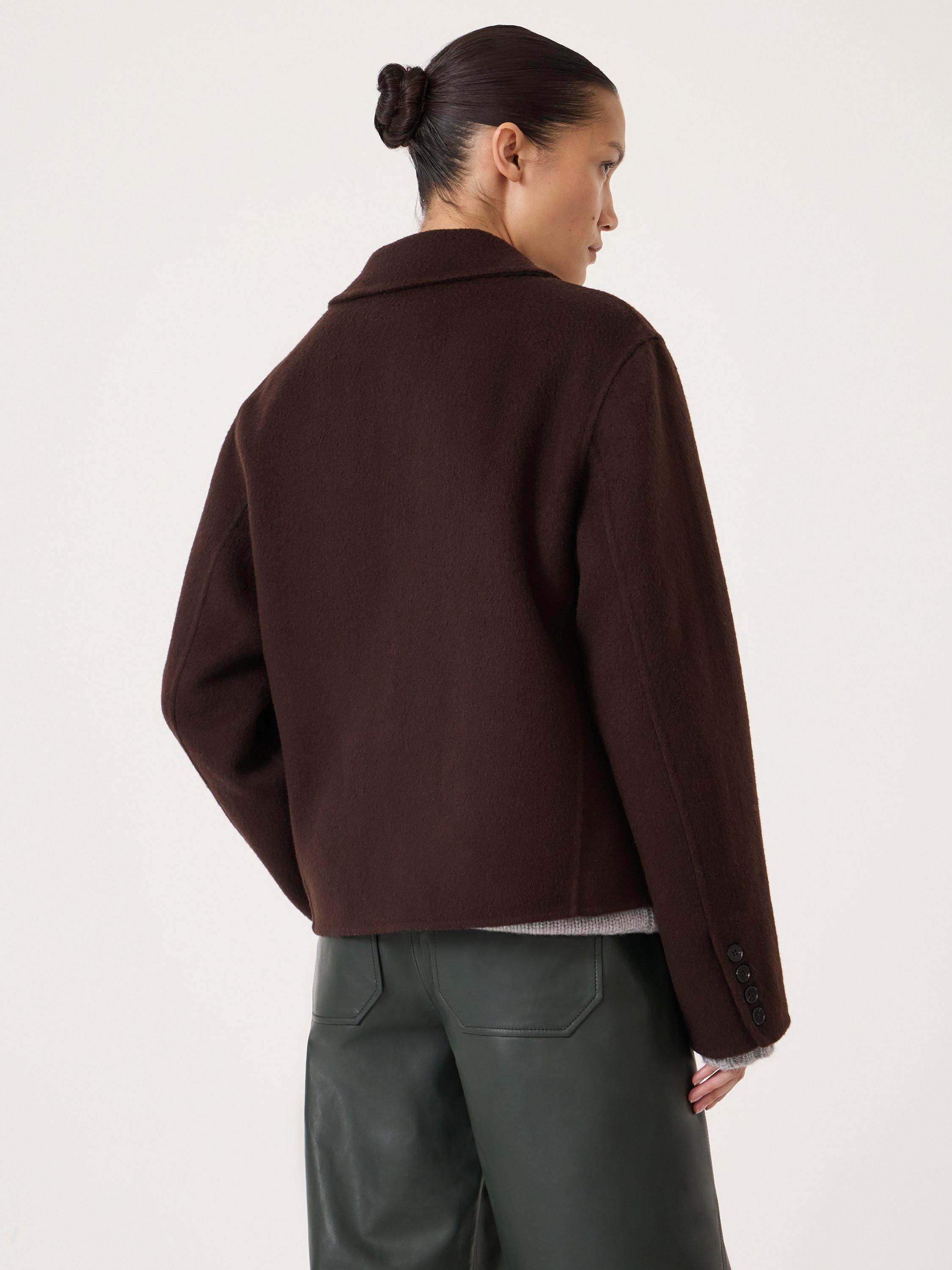 Product image 3 of 5, which shows HUSH Mina Pure Wool Double Faced Blazer, Chocolate Brown, L-XL