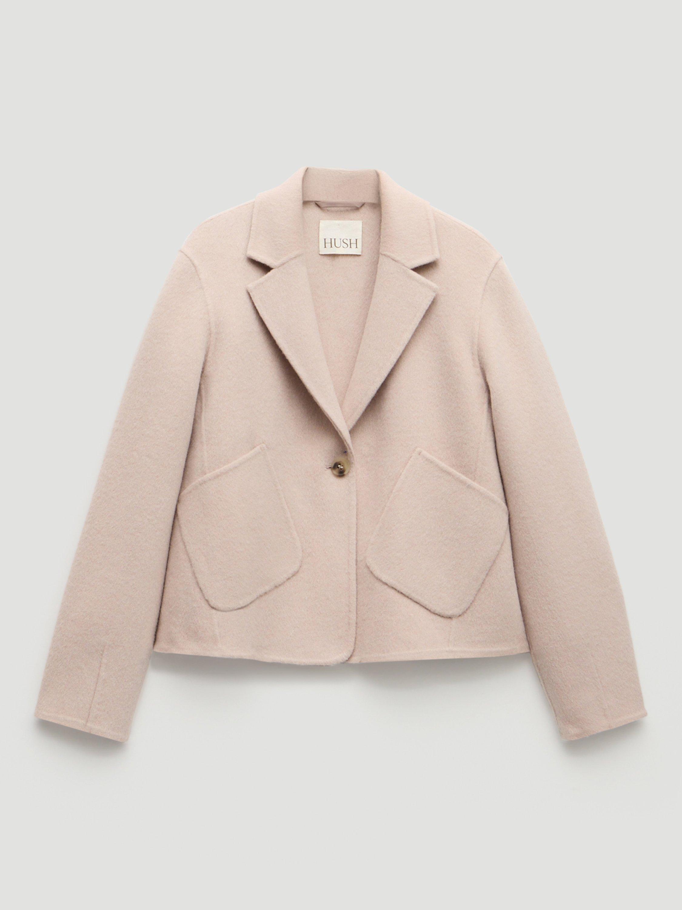 Product image 4 of 5, which shows HUSH Mina Pure Wool Blazer, Pale Pink, XS-S