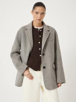 HUSH Double Faced Pure Wool Blazer, Grey, Grey