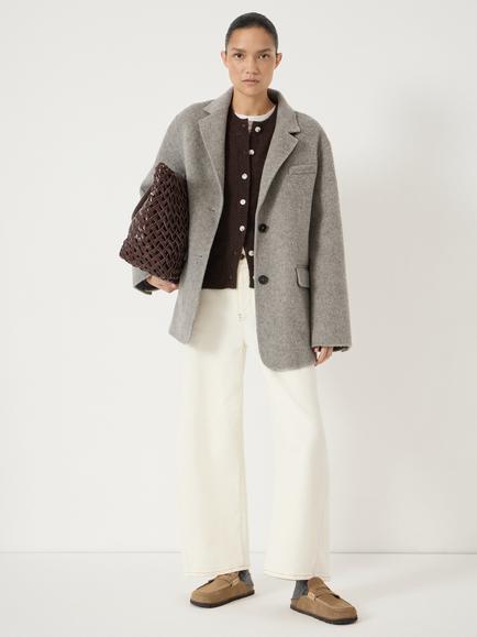 HUSH Double Faced Pure Wool Blazer, Grey - view 2, Grey